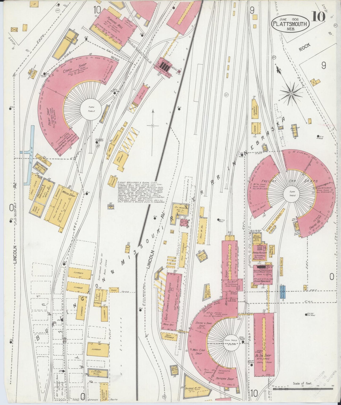 Sanborn Fire Insurance Map from Plattsmouth, Cass County, Nebraska (1906), Sheet #0010 - Complete Map Set gallery image, historic Sanborn map, vintage wall art, Nebraska Nebraska