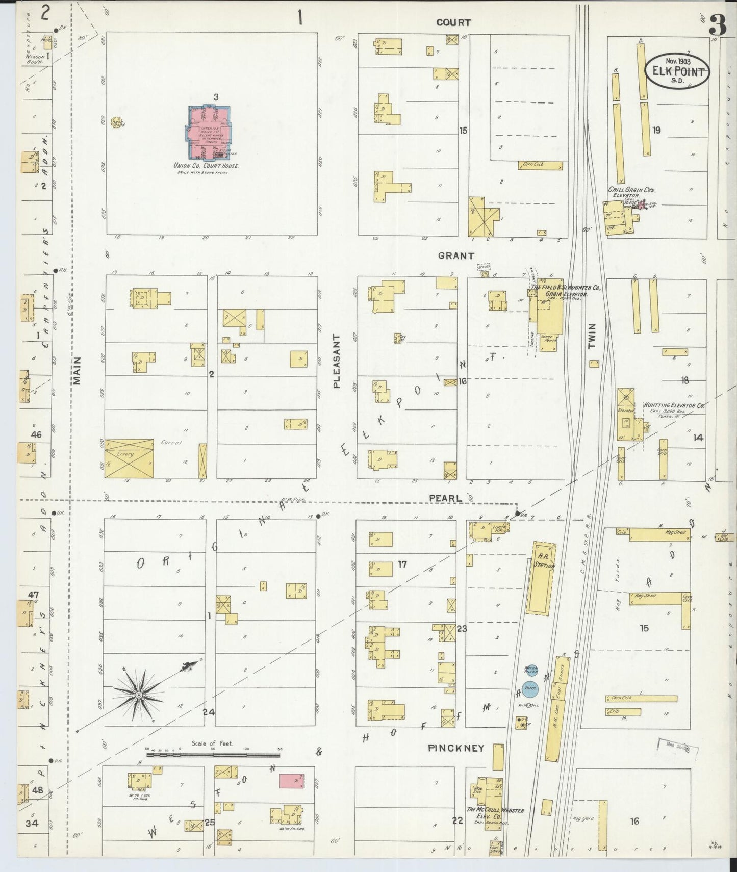 Sanborn Fire Insurance Map from Elk Point, Union County, South Dakota (1903), Sheet #0003 - Complete Map Set gallery image, historic Sanborn map, vintage wall art, South Dakota South Dakota