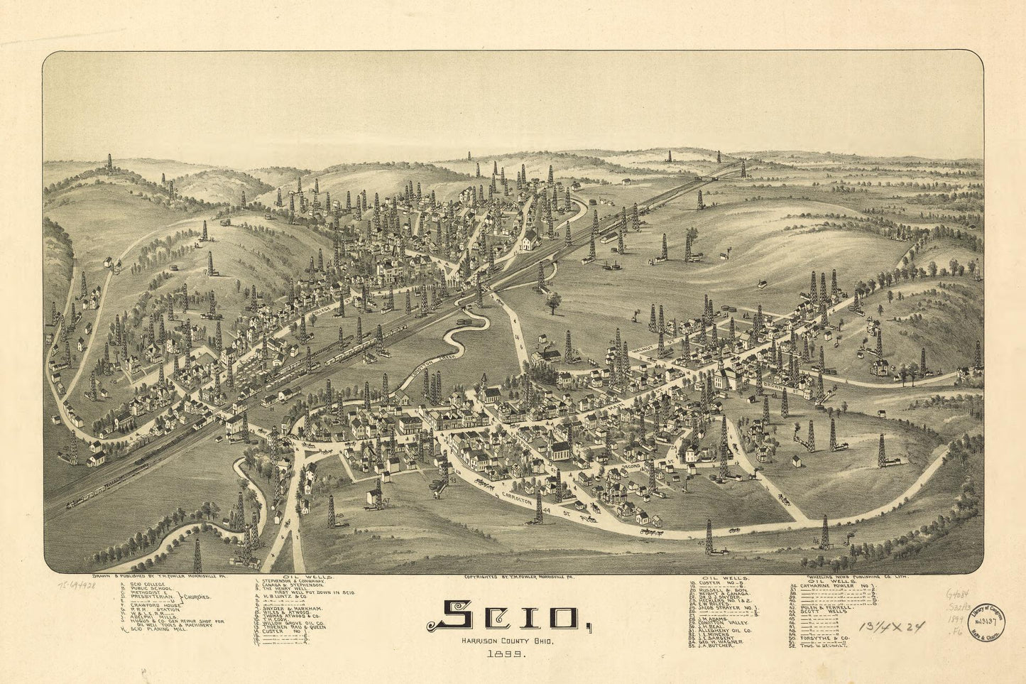 Scio, Harrison County, Ohio 1899. (1899) – Historic Bird’s-Eye View Panorama Print