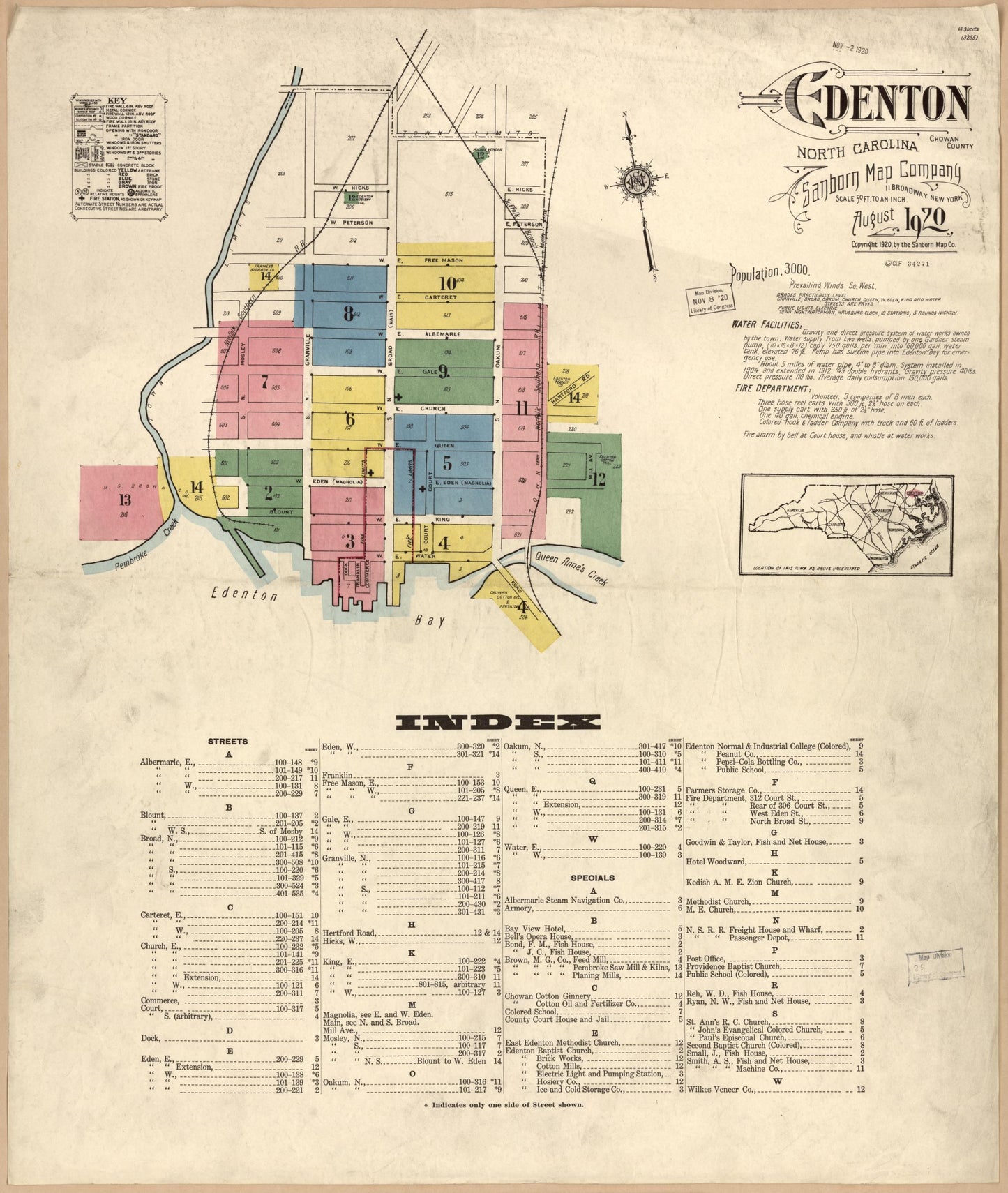 Sanborn Fire Insurance Map from Edenton, Chowan County, North Carolina. (1920) – Historic Sanborn Fire Insurance Map Print
