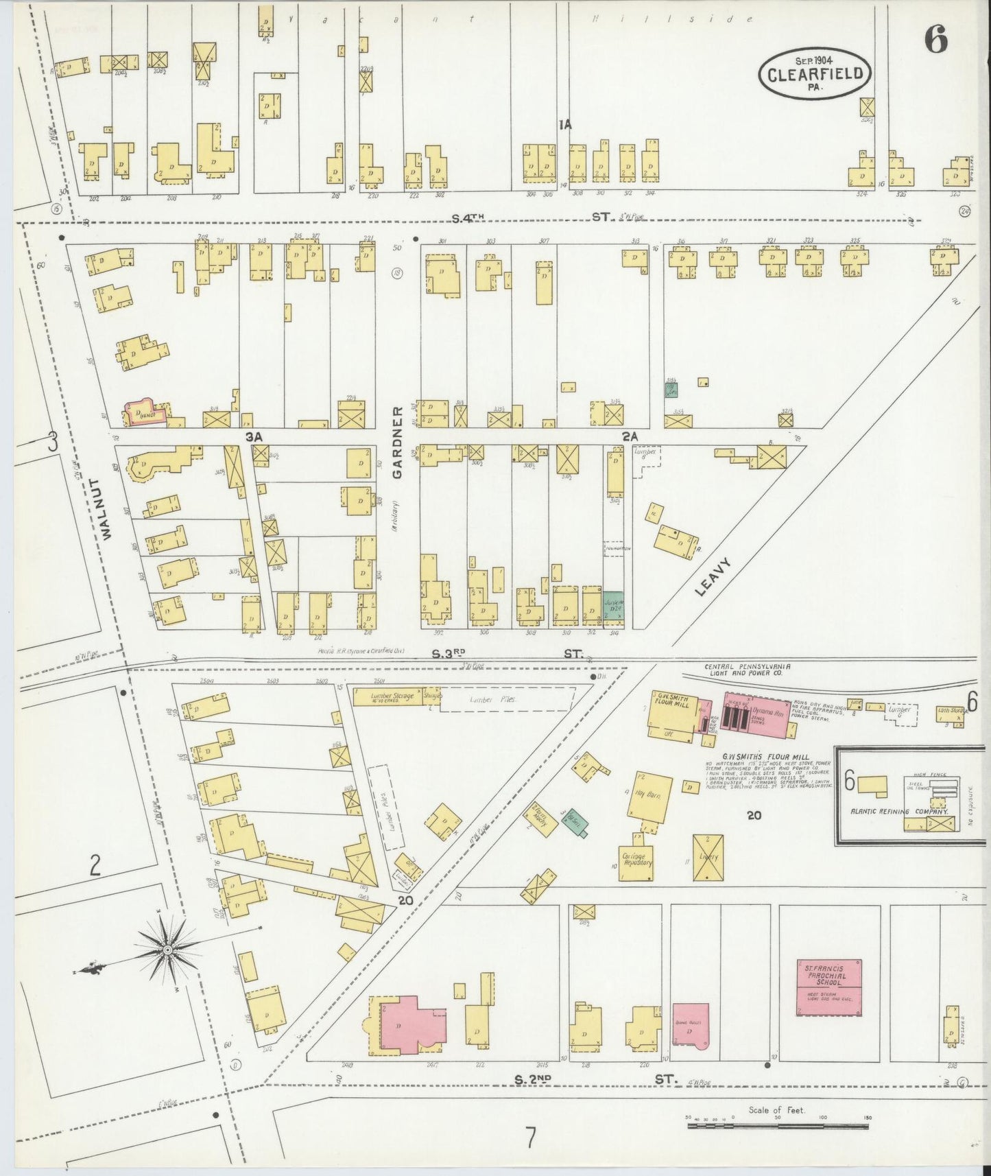 Sanborn Fire Insurance Map from Clearfield, Clearfield County, Pennsylvania (1904), Sheet #0006 - Historic Sanborn Fire Insurance Map Print, vintage old map wall art, antique decor, genealogy gift, Pennsylvania Pennsylvania map