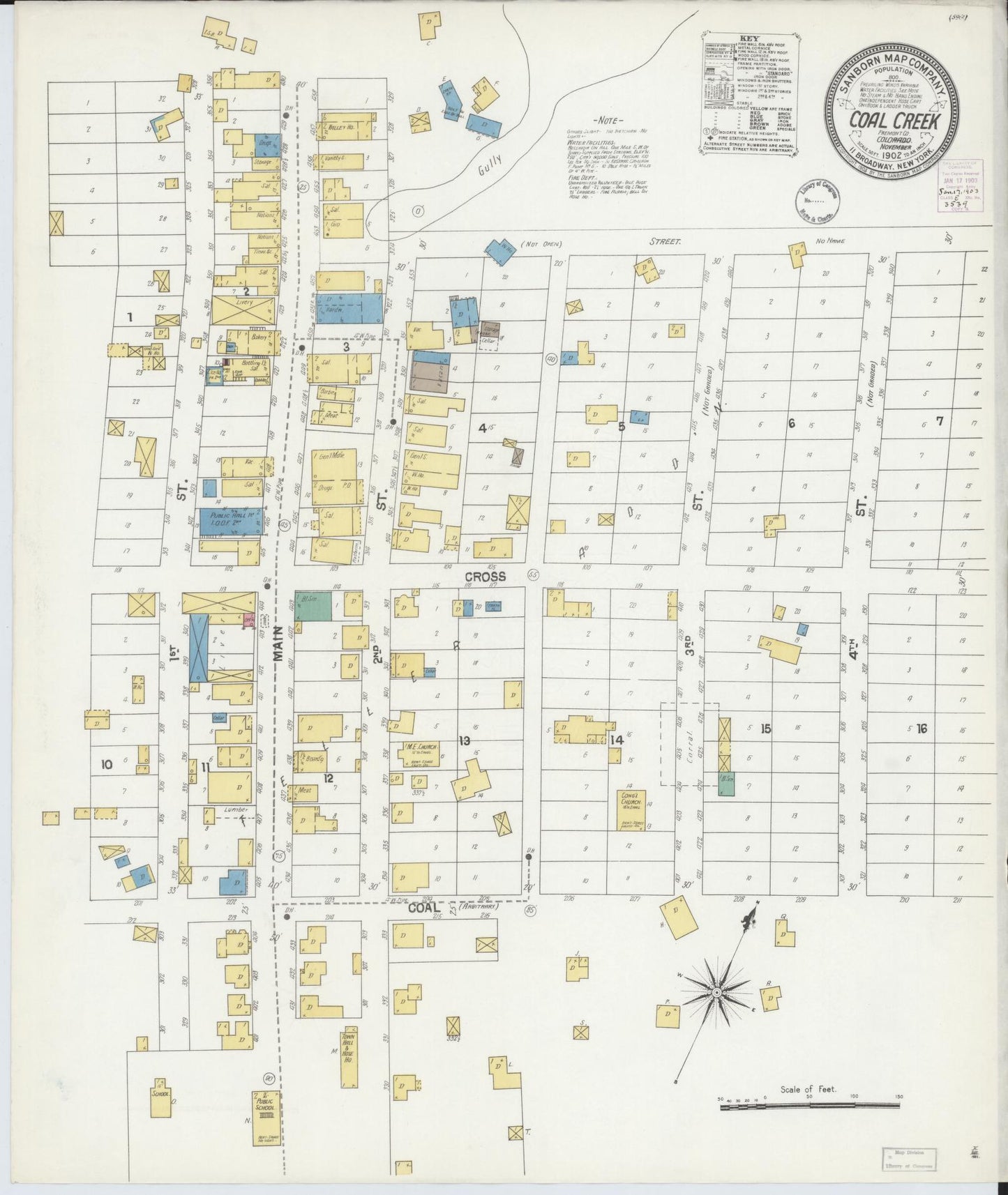 Sanborn Fire Insurance Map from Coal Creek, Fremont County, Colorado (1902), Sheet #0001 - Historic Sanborn Fire Insurance Map Print, vintage old map wall art, antique decor, genealogy gift, Colorado Colorado map