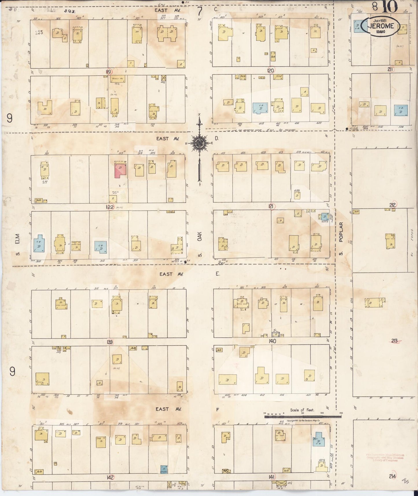 Sanborn Fire Insurance Map from Jerome, Jerome County, Idaho (1949), Sheet #0010 - Complete Map Set gallery image, historic Sanborn map, vintage wall art, Idaho Idaho