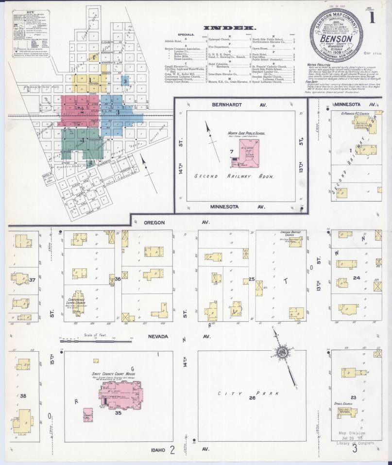 Sanborn Fire Insurance Map from Benson, Swift County, Minnesota. (1909) – Map View