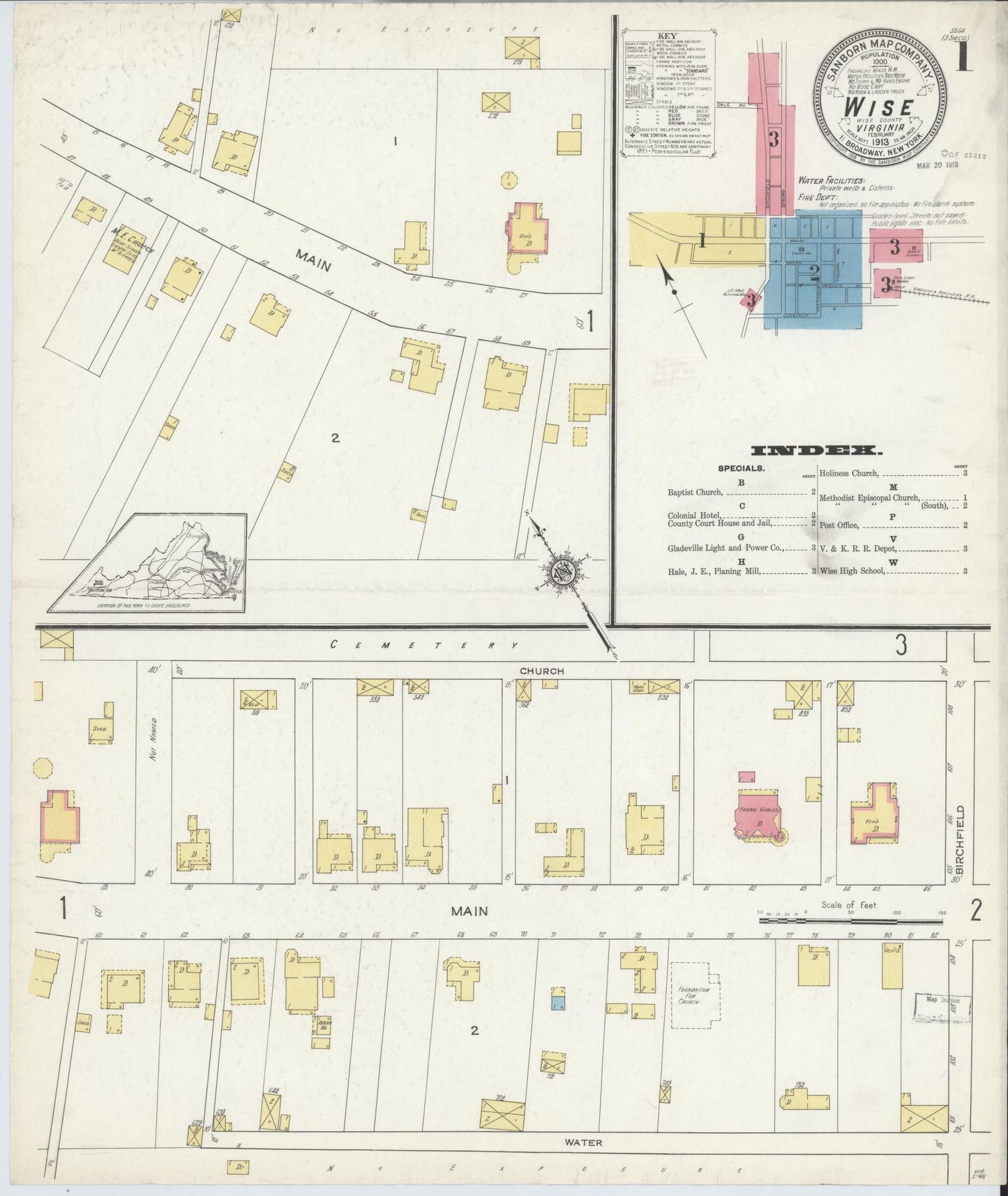 Sanborn Fire Insurance Map from Wise, Wise County, Virginia. (1913) – Historic Sanborn Fire Insurance Map Print
