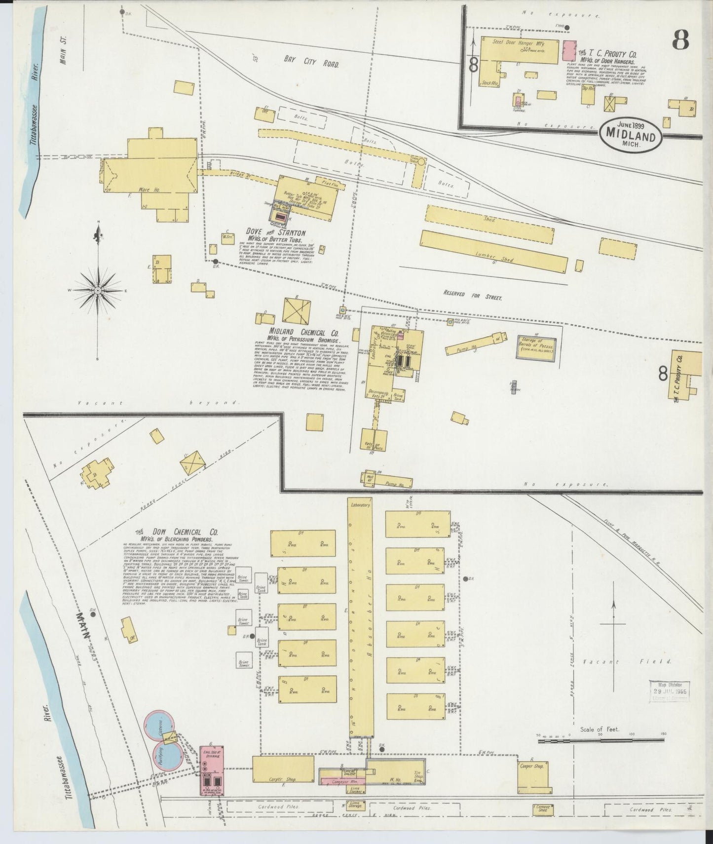 Sanborn Fire Insurance Map from Midland, Midland County, Michigan (1899), Sheet #0008 - Complete Map Set gallery image, historic Sanborn map, vintage wall art, Michigan Michigan