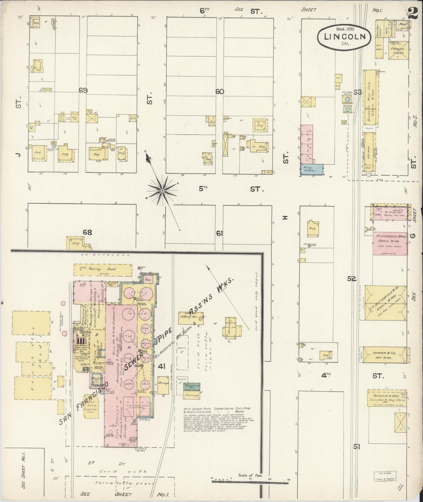 Sanborn Fire Insurance Map from Lincoln, Placer County, California (1890), Sheet #0002 - Historic Sanborn Fire Insurance Map Print, vintage old map wall art, antique decor, genealogy gift, California California map