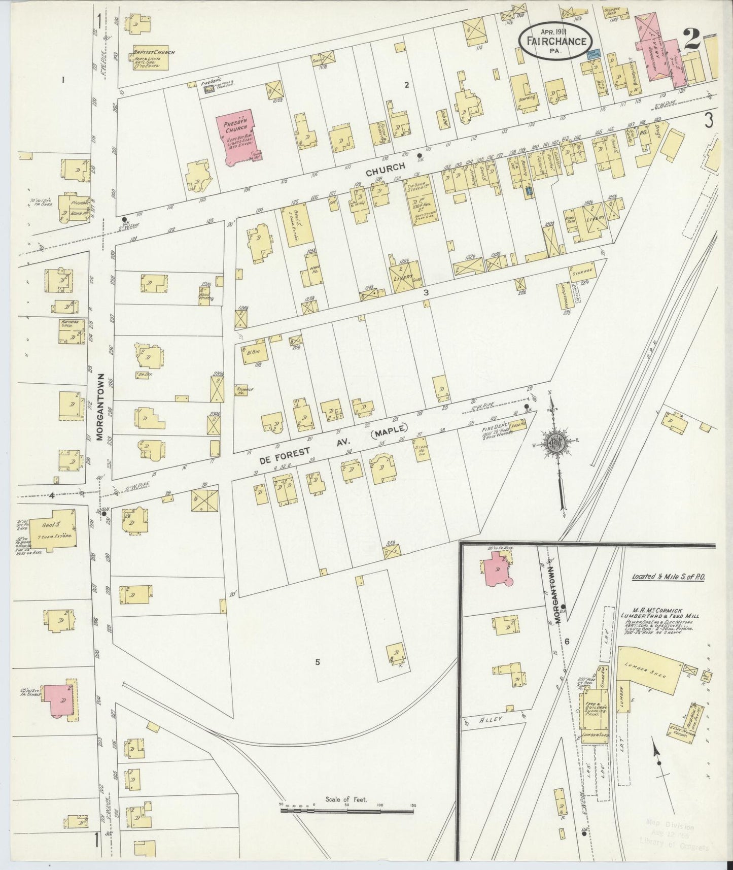 Sanborn Fire Insurance Map from Fairchange, Fayette County, Pennsylvania (1911), Sheet #0002 - Historic Sanborn Fire Insurance Map Print, vintage old map wall art, antique decor, genealogy gift, Pennsylvania Pennsylvania map