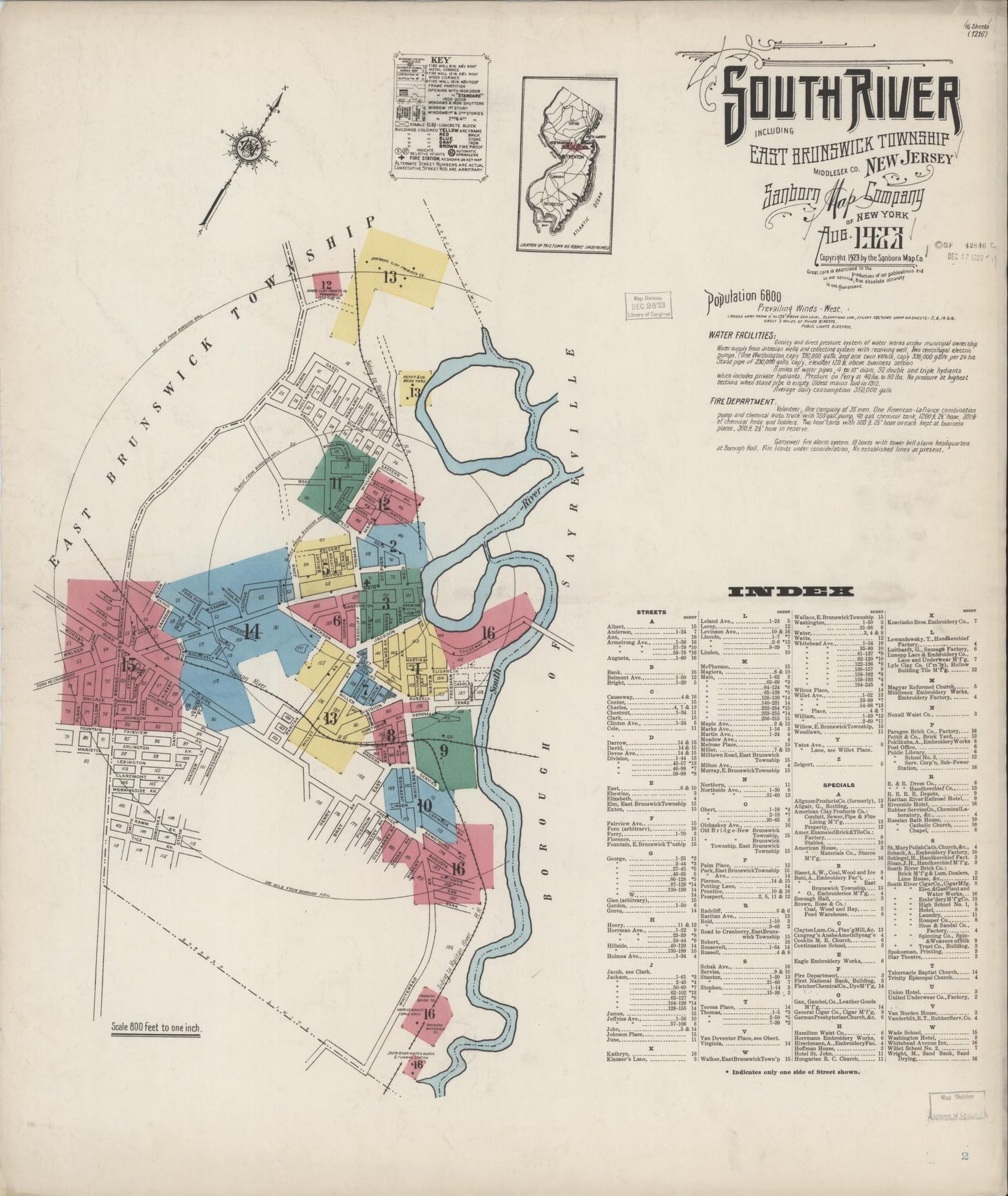 Sanborn Fire Insurance Map from South River, Middlesex County, New Jersey. (1923) – Historic Sanborn Fire Insurance Map Print