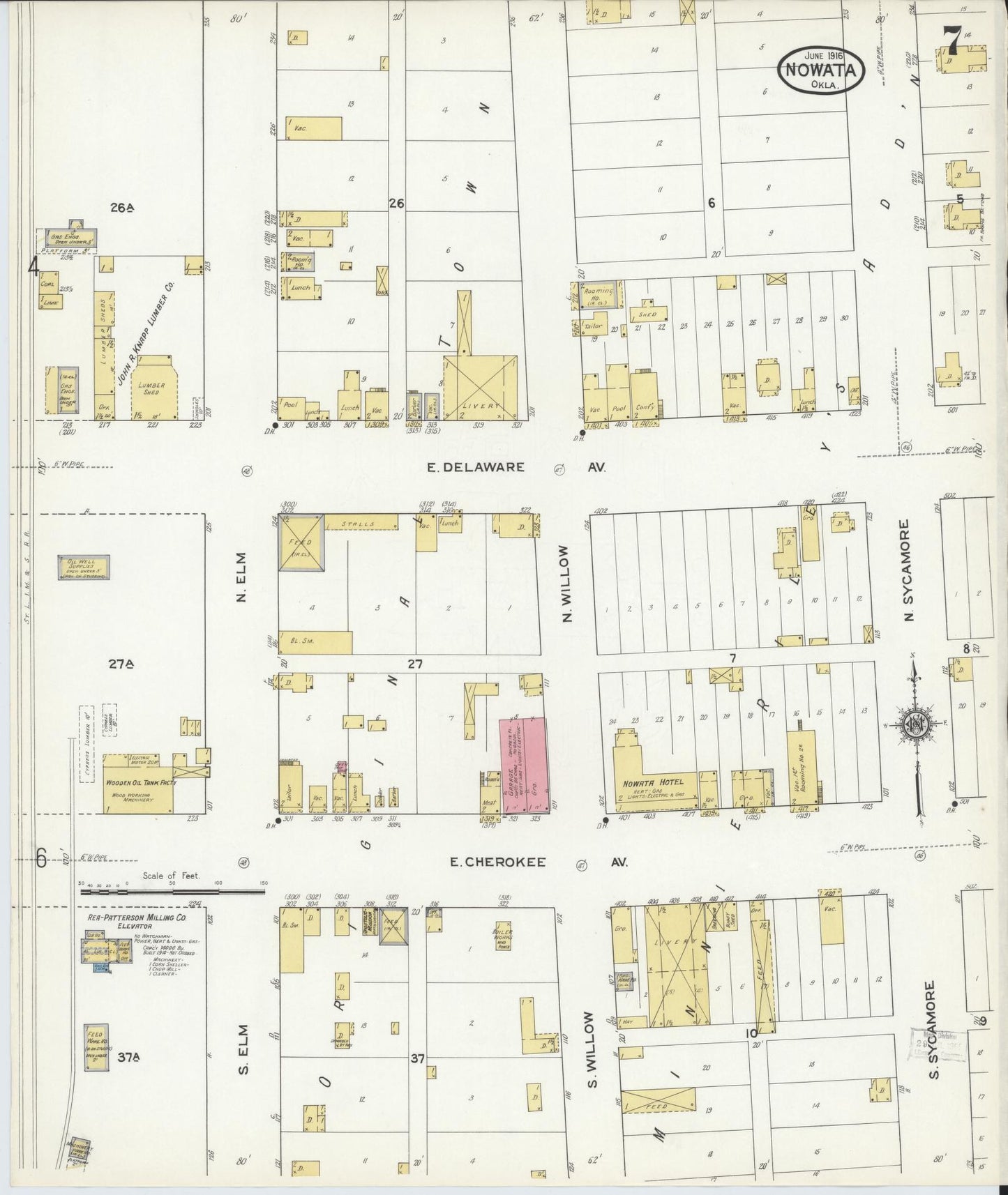 Sanborn Fire Insurance Map from Nowata, Nowata County, Oklahoma (1916), Sheet #0007 - Historic Sanborn Fire Insurance Map Print, vintage old map wall art, antique decor, genealogy gift, Oklahoma Oklahoma map