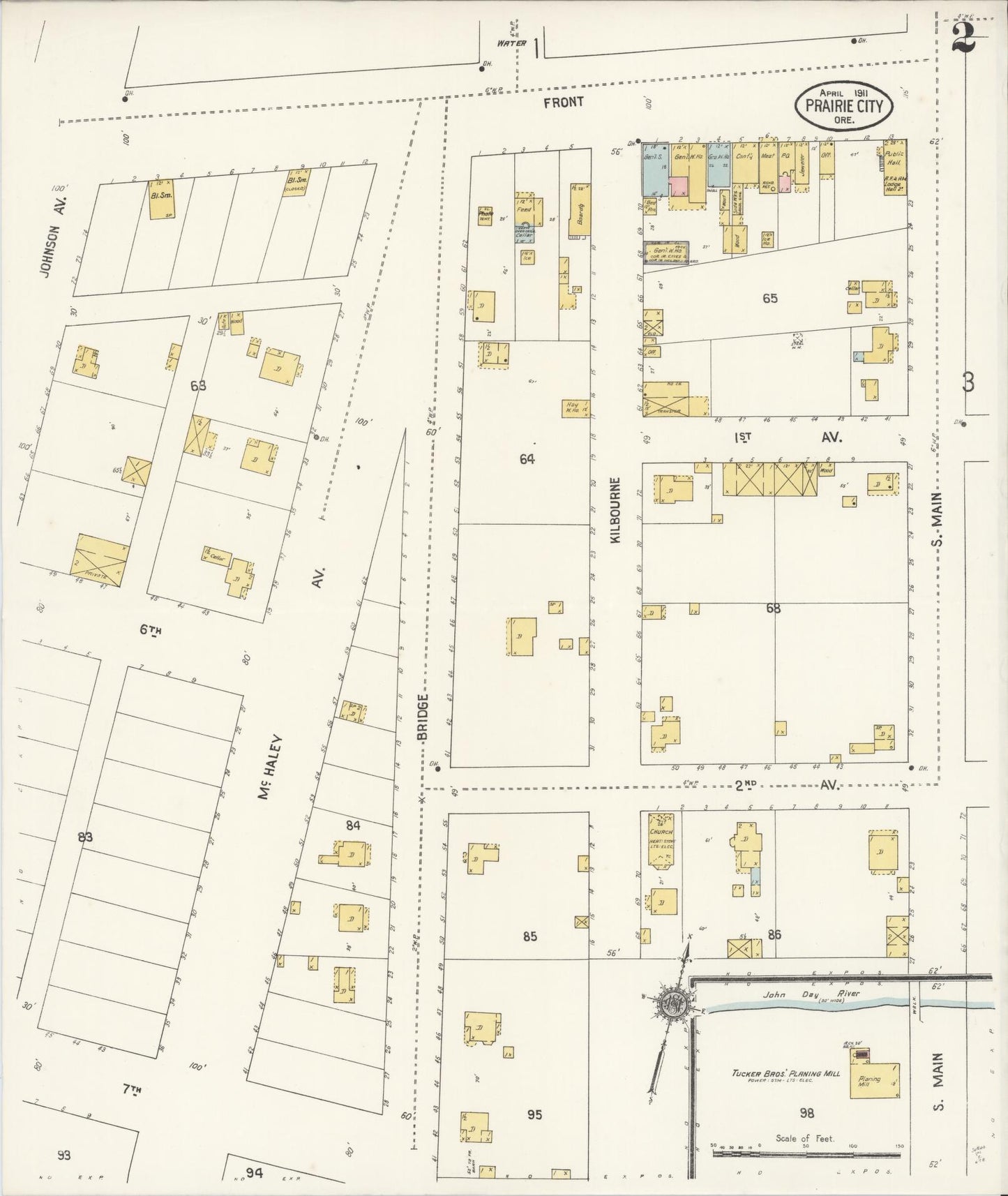 Sanborn Fire Insurance Map from Prairie City, Grant County, Oregon (1911), Sheet #0002 - Historic Sanborn Fire Insurance Map Print, vintage old map wall art, antique decor, genealogy gift, Oregon Oregon map