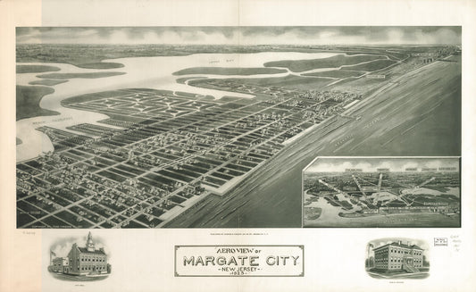 Aeroview of Margate City, New Jersey 1925. (1925) – Historic Bird’s-Eye View Panorama Print