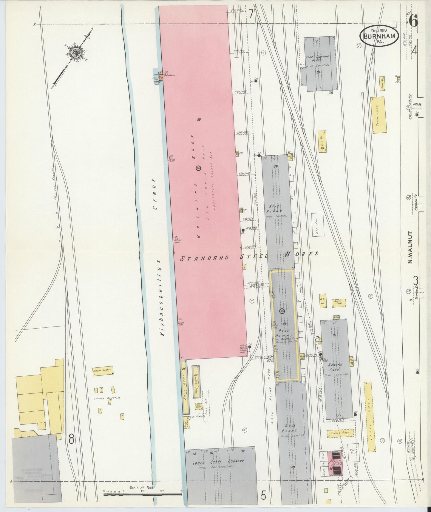 Sanborn Fire Insurance Map from Burnham, Mifflin County, Pennsylvania (1910), Sheet #0006 - Historic Sanborn Fire Insurance Map Print, vintage old map wall art, antique decor, genealogy gift, Pennsylvania Pennsylvania map