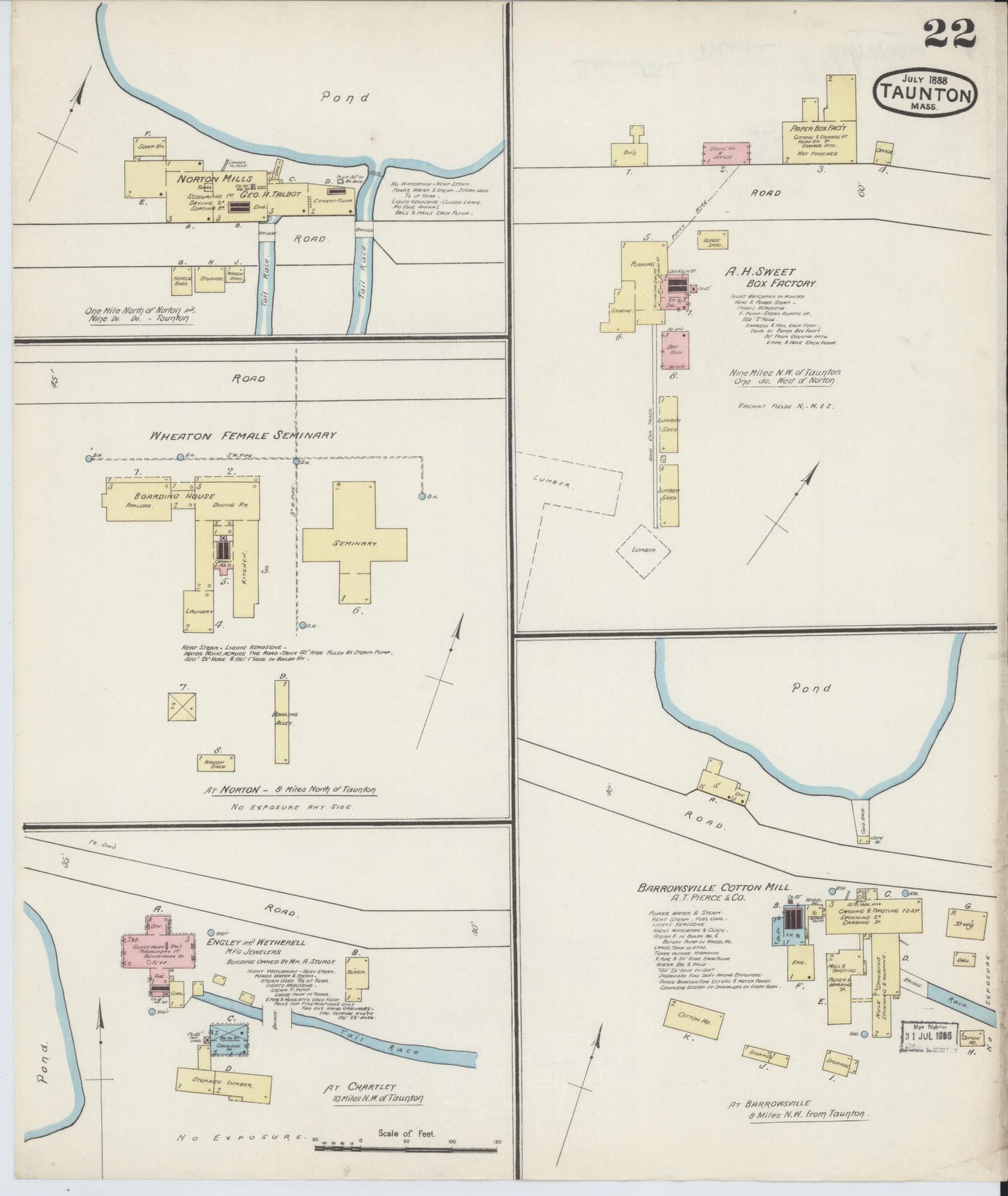 Sanborn Fire Insurance Map from Taunton, Bristol County, Massachusetts (1888), Sheet #0022 - Complete Map Set gallery image, historic Sanborn map, vintage wall art, Massachusetts Massachusetts