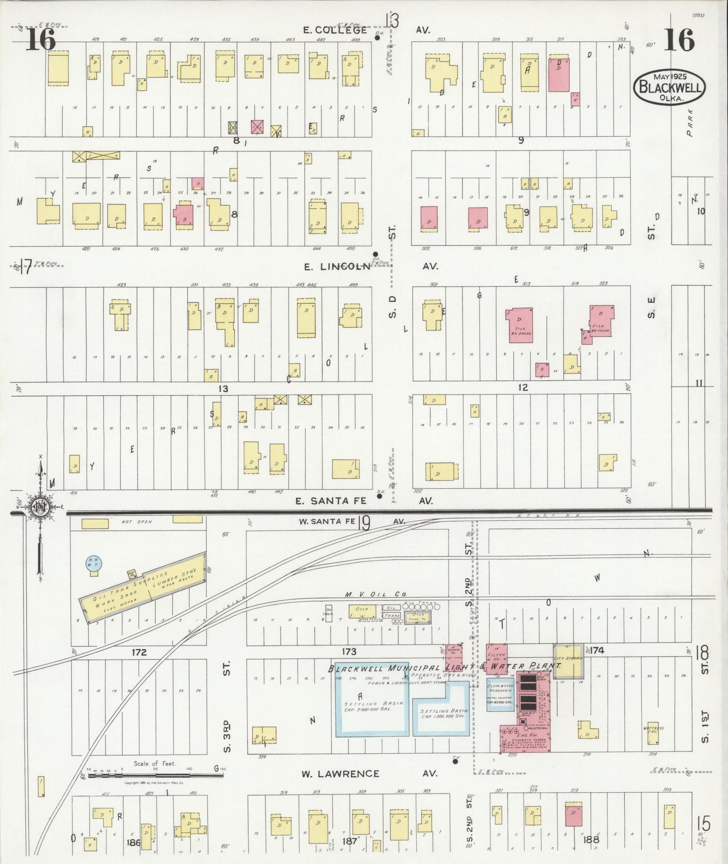 Sanborn Fire Insurance Map from Blackwell, Kay County, Oklahoma (1925), Sheet #0016 - Historic Sanborn Fire Insurance Map Print, vintage old map wall art, antique decor, genealogy gift, Oklahoma Oklahoma map