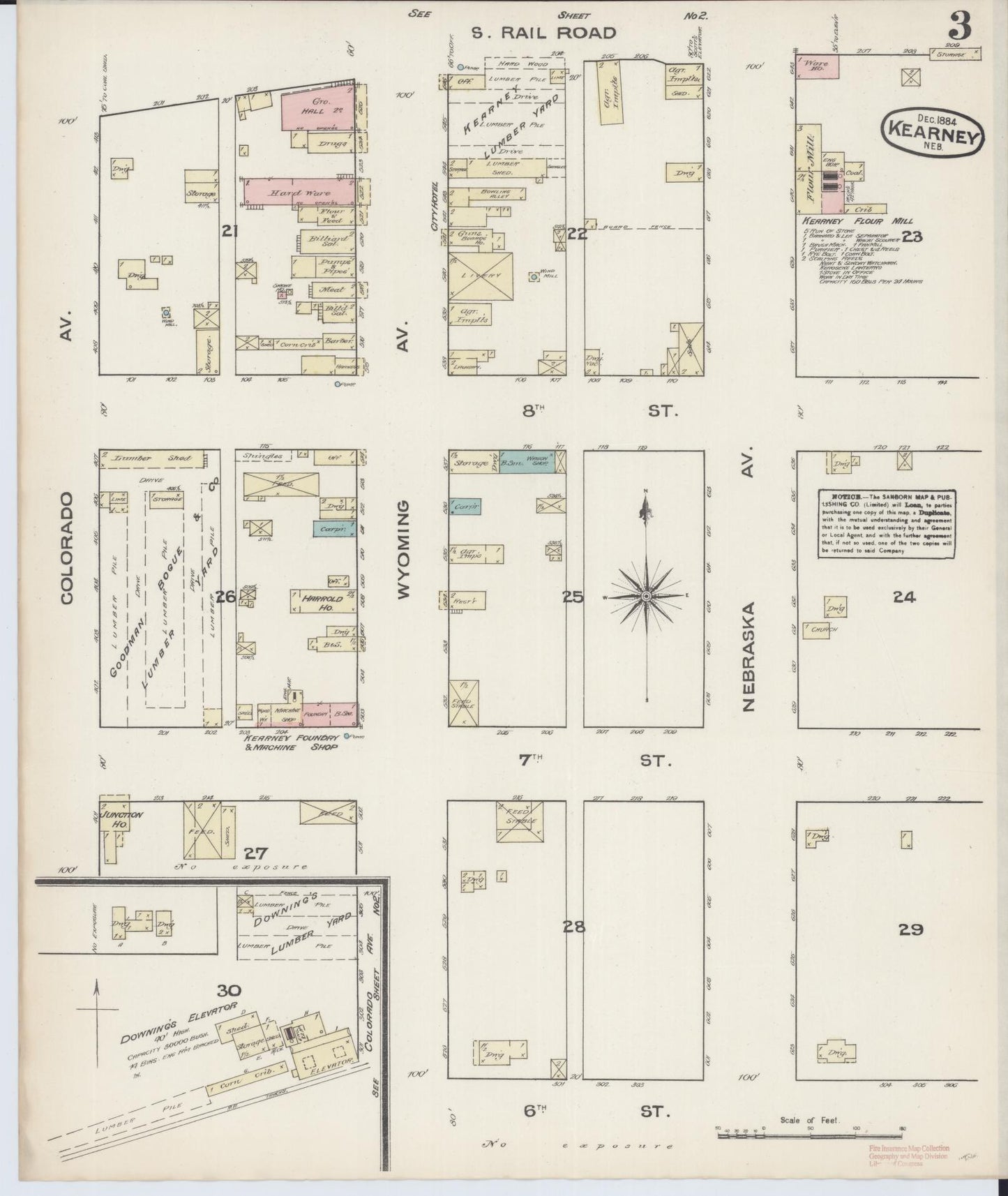 Sanborn Fire Insurance Map from Kearney, Buffalo County, Nebraska (1884), Sheet #0003 - Complete Map Set gallery image, historic Sanborn map, vintage wall art, Nebraska Nebraska