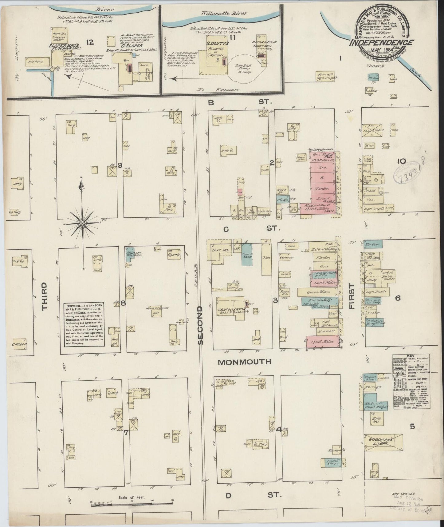 Sanborn Fire Insurance Map from Independence, Polk County, Oregon (1884), Sheet #0001 - Historic Sanborn Fire Insurance Map Print, vintage old map wall art, antique decor, genealogy gift, Oregon Oregon map