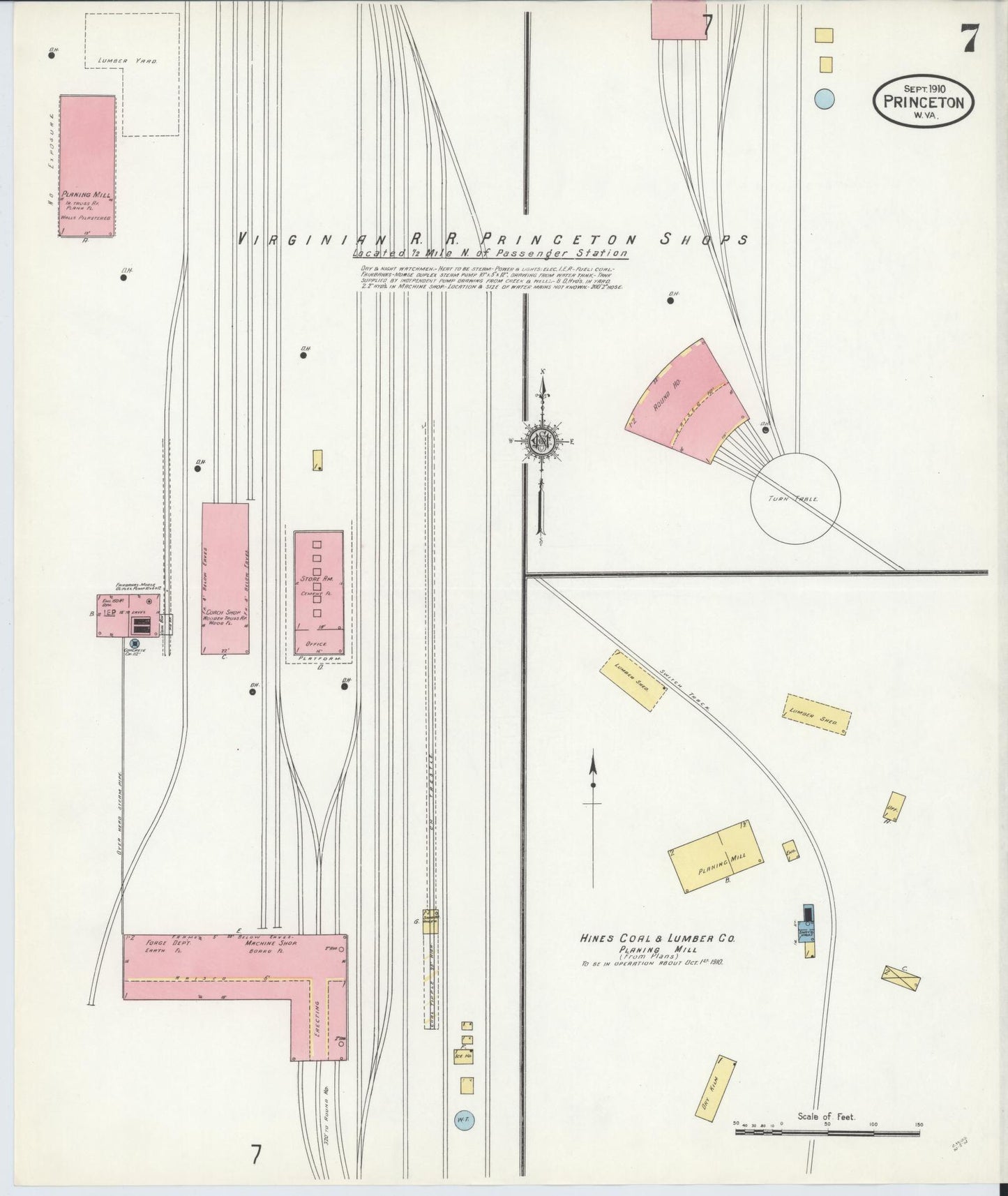 Sanborn Fire Insurance Map from Princeton, Mercer County, West Virginia (1910), Sheet #0007 - Complete Map Set gallery image, historic Sanborn map, vintage wall art, West Virginia West Virginia