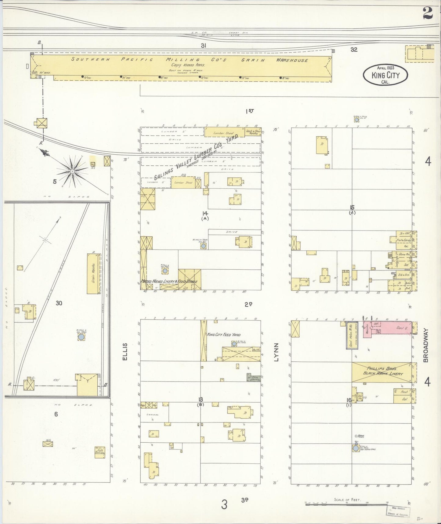 Sanborn Fire Insurance Map from King City, Monterey County, California (1903), Sheet #0002 - Historic Sanborn Fire Insurance Map Print, vintage old map wall art, antique decor, genealogy gift, California California map