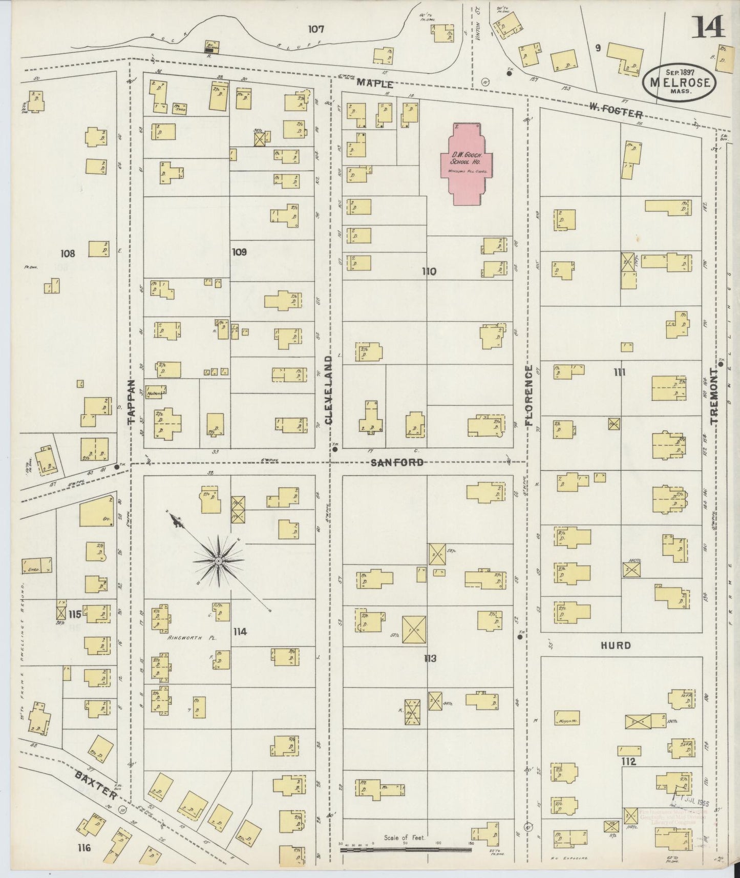 Sanborn Fire Insurance Map from Melrose, Middlesex County, Massachusetts (1897), Sheet #0014 - Complete Map Set gallery image, historic Sanborn map, vintage wall art, Massachusetts Massachusetts