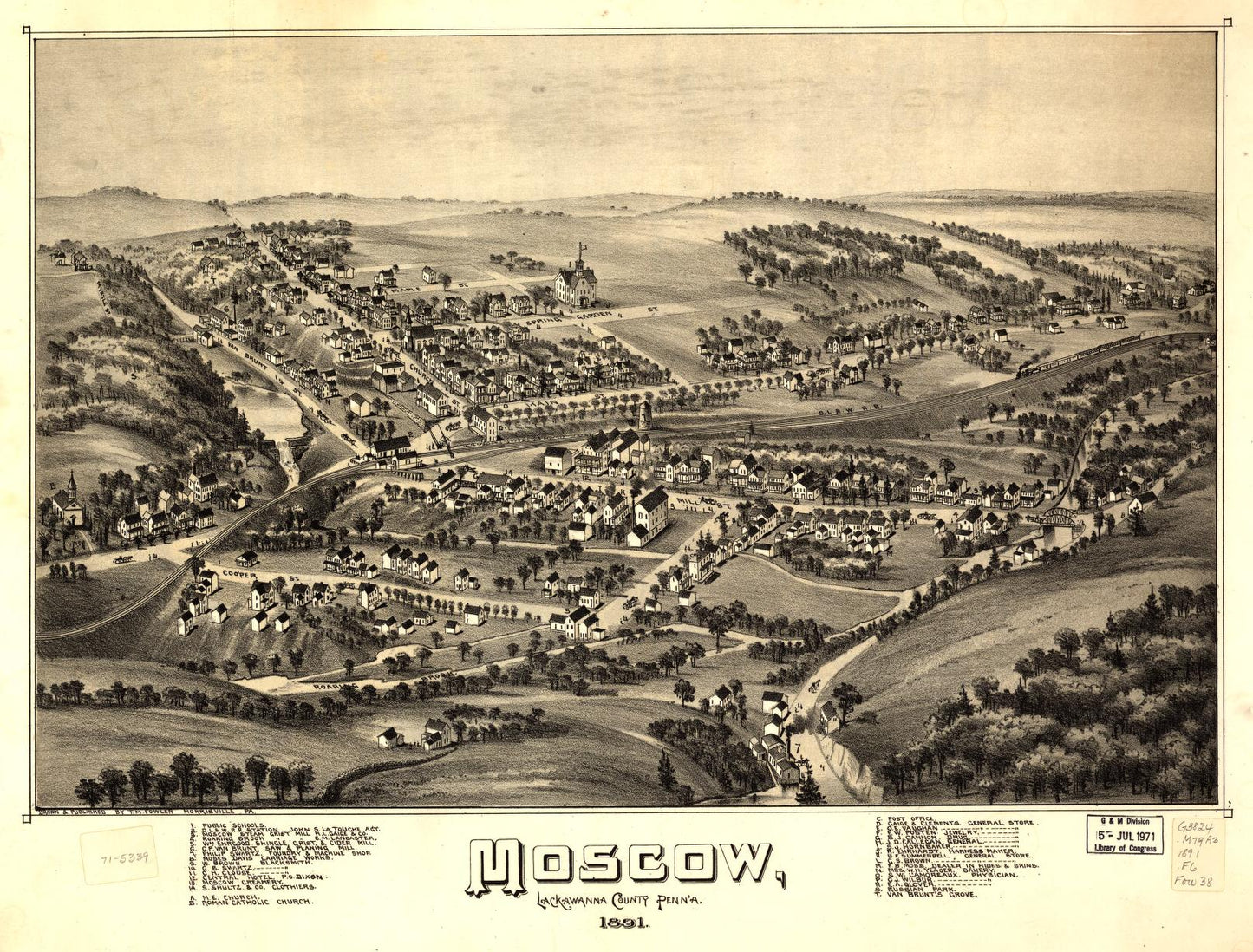 Moscow, Lackawanna County, Penn'a. 1891 (1891) – Historic Bird’s-Eye View Panorama Print