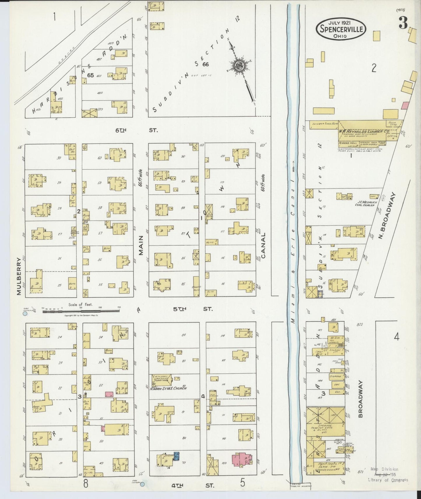 Sanborn Fire Insurance Map from Spencerville, Allen County, Ohio (1921), Sheet #0003 - Complete Map Set gallery image, historic Sanborn map, vintage wall art, Ohio Ohio