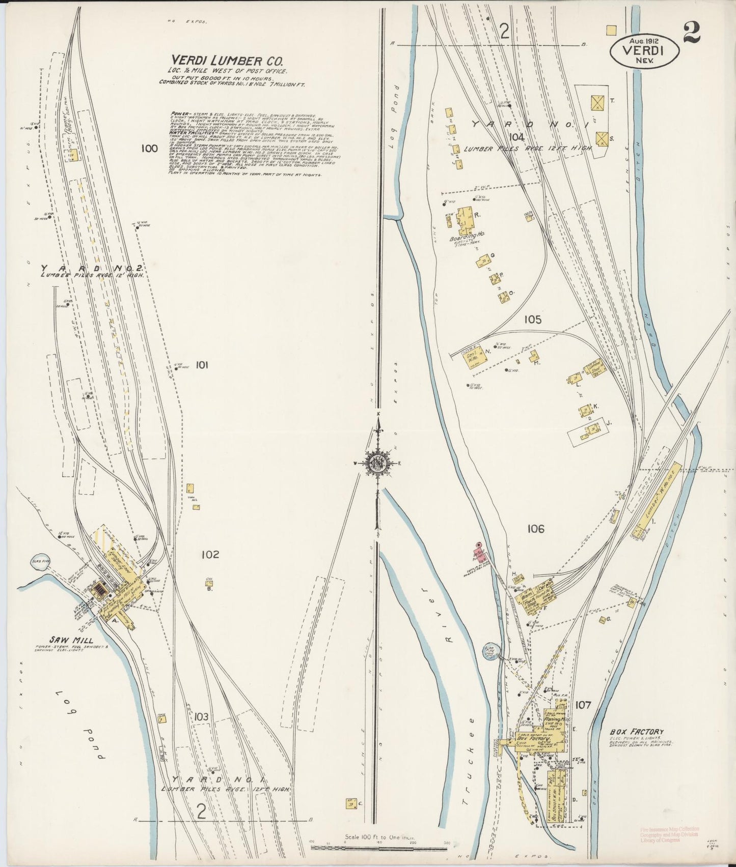 Sanborn Fire Insurance Map from Verdi, Washoe County, Nevada (1912), Sheet #0002 - Complete Map Set gallery image, historic Sanborn map, vintage wall art, Nevada Nevada