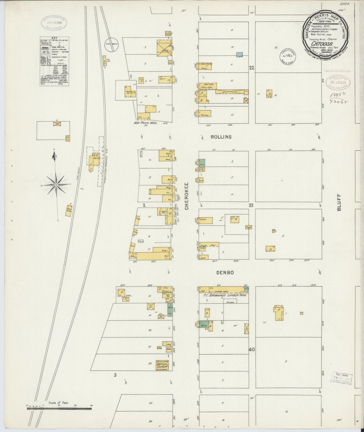 Sanborn Fire Insurance Map from Catoosa, Rodgers County, Oklahoma (1898), Sheet #0001 - Historic Sanborn Fire Insurance Map Print, vintage old map wall art, antique decor, genealogy gift, Oklahoma Oklahoma map