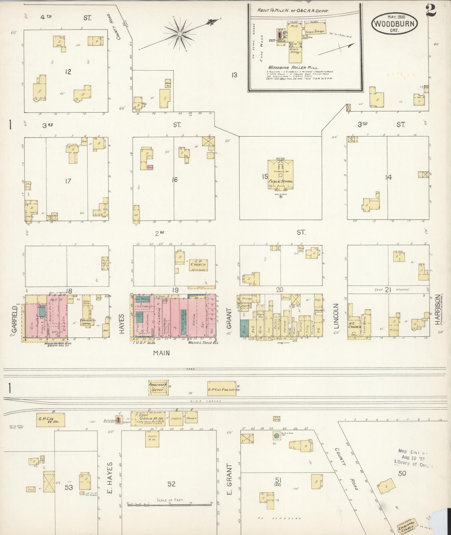 Sanborn Fire Insurance Map from Woodburn, Marion County, Oregon (1900), Sheet #0002 - Complete Map Set gallery image, historic Sanborn map, vintage wall art, Oregon Oregon
