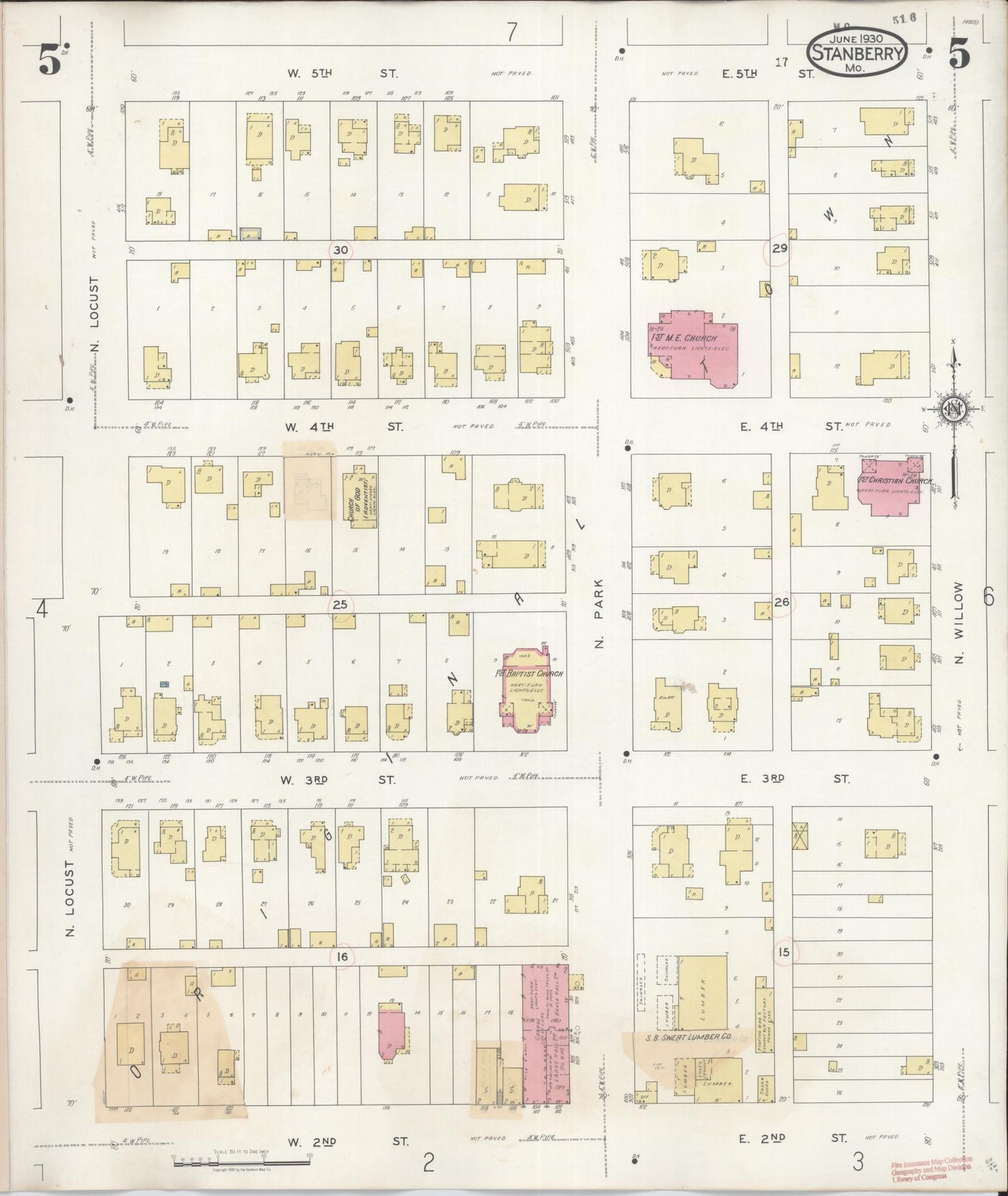 Sanborn Fire Insurance Map from Stanberry, Gentry County, Missouri (1940), Sheet #0005 - Historic Sanborn Fire Insurance Map Print, vintage old map wall art, antique decor, genealogy gift, Missouri Missouri map