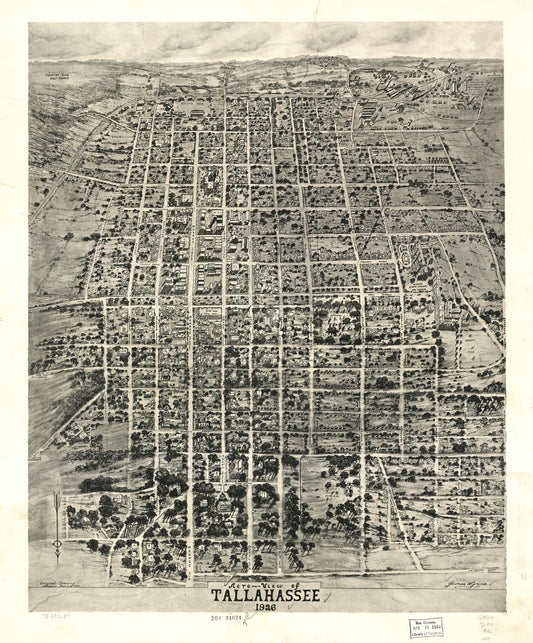 Aero-view of Tallahassee 1926. (1926) – Historic Bird’s-Eye View Panorama Print