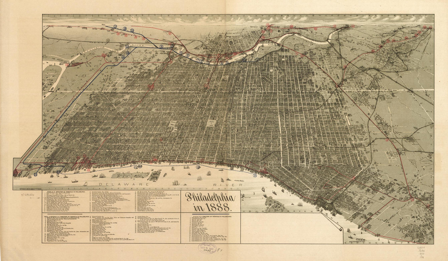 Philadelphia in 1888. (1888) – Historic Bird’s-Eye View Panorama Print