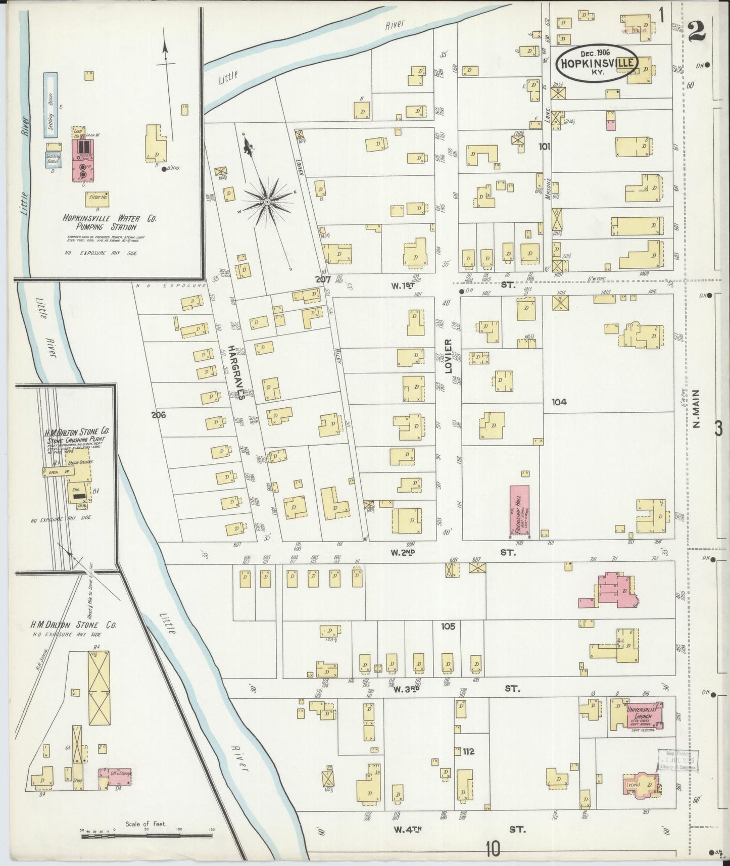 Sanborn Fire Insurance Map from Hopkinsville, Christian County, Kentucky (1906), Sheet #0002 - Historic Sanborn Fire Insurance Map Print, vintage old map wall art, antique decor, genealogy gift, Kentucky Kentucky map
