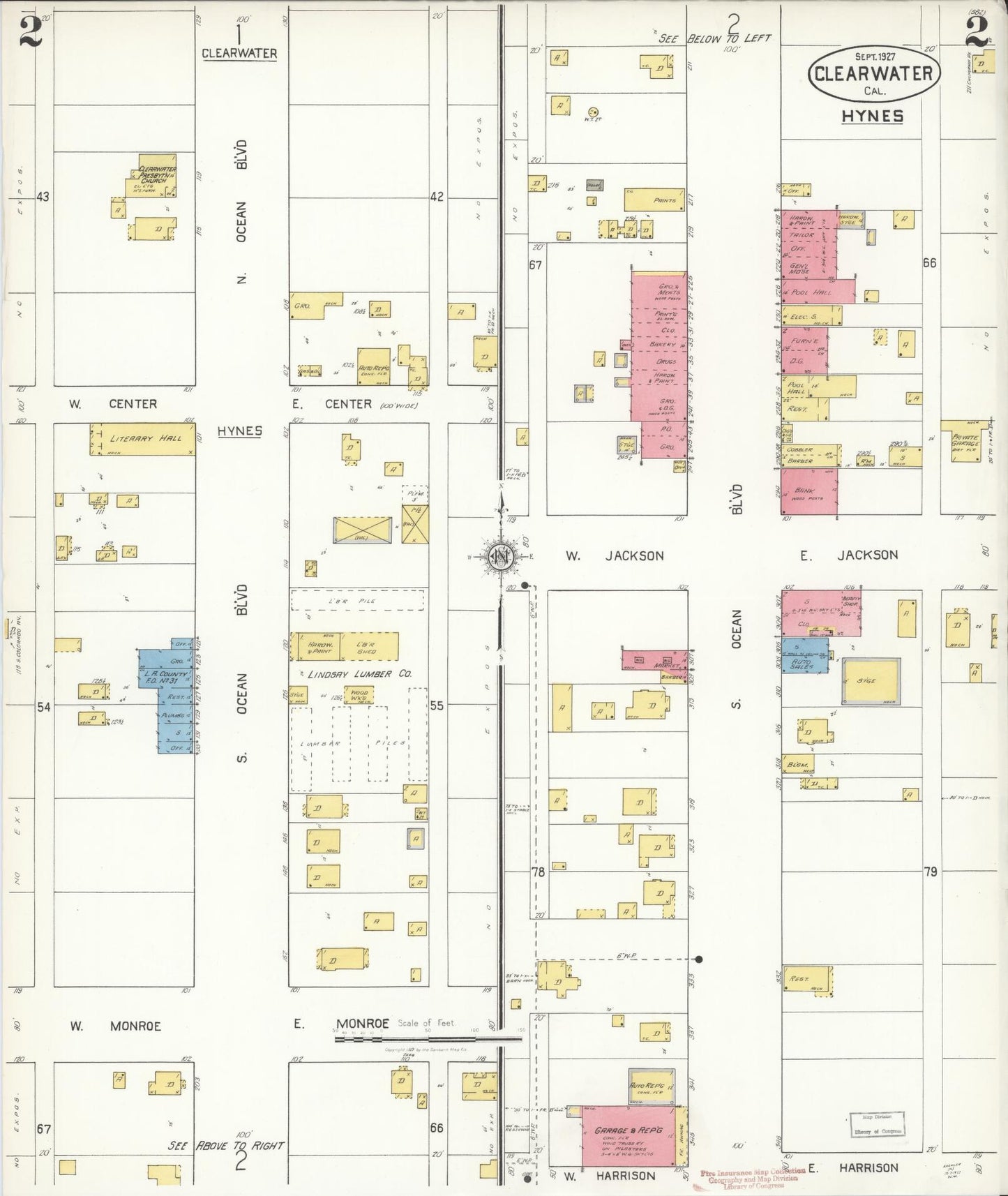 Sanborn Fire Insurance Map from Clearwater, Los Angeles County, California (1927), Sheet #0002 - Historic Sanborn Fire Insurance Map Print, vintage old map wall art, antique decor, genealogy gift, California California map