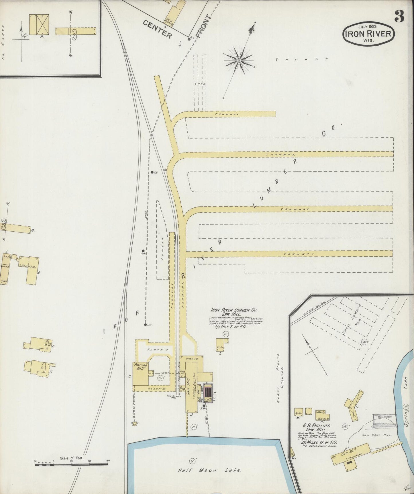Sanborn Fire Insurance Map from Iron River, Bayfield County, Wisconsin (1893), Sheet #0003 - Historic Sanborn Fire Insurance Map Print, vintage old map wall art, antique decor, genealogy gift, Wisconsin Wisconsin map