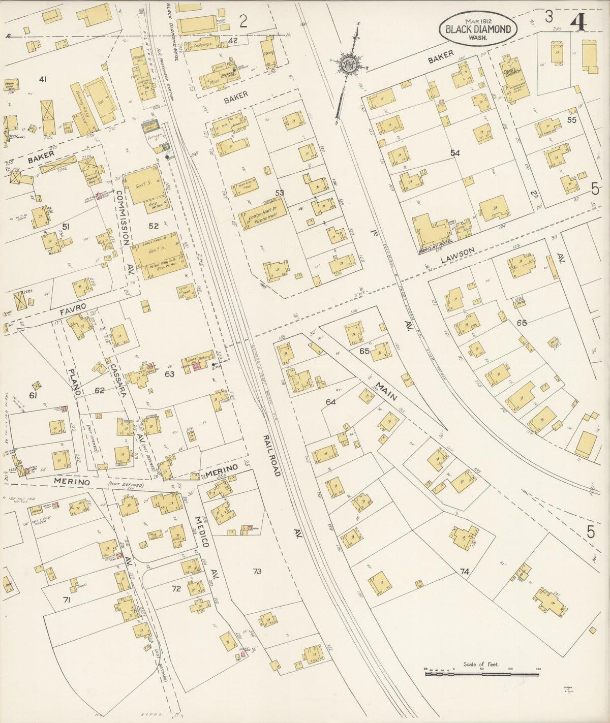 Sanborn Fire Insurance Map from Black Diamond, King County, Washington (1912), Sheet #0004 - Historic Sanborn Fire Insurance Map Print, vintage old map wall art, antique decor, genealogy gift, Washington Washington map