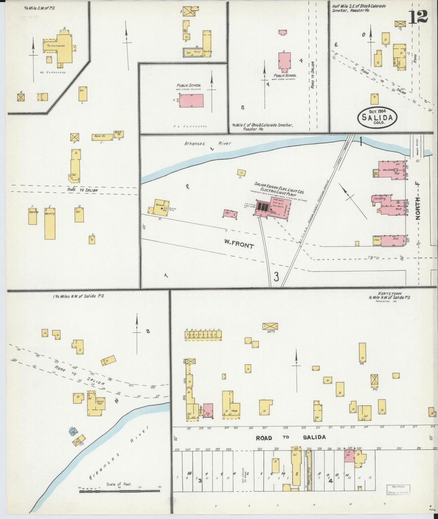 Sanborn Fire Insurance Map from Salida, Chaffee County, Colorado (1904), Sheet #0012 - Historic Sanborn Fire Insurance Map Print, vintage old map wall art, antique decor, genealogy gift, Colorado Colorado map