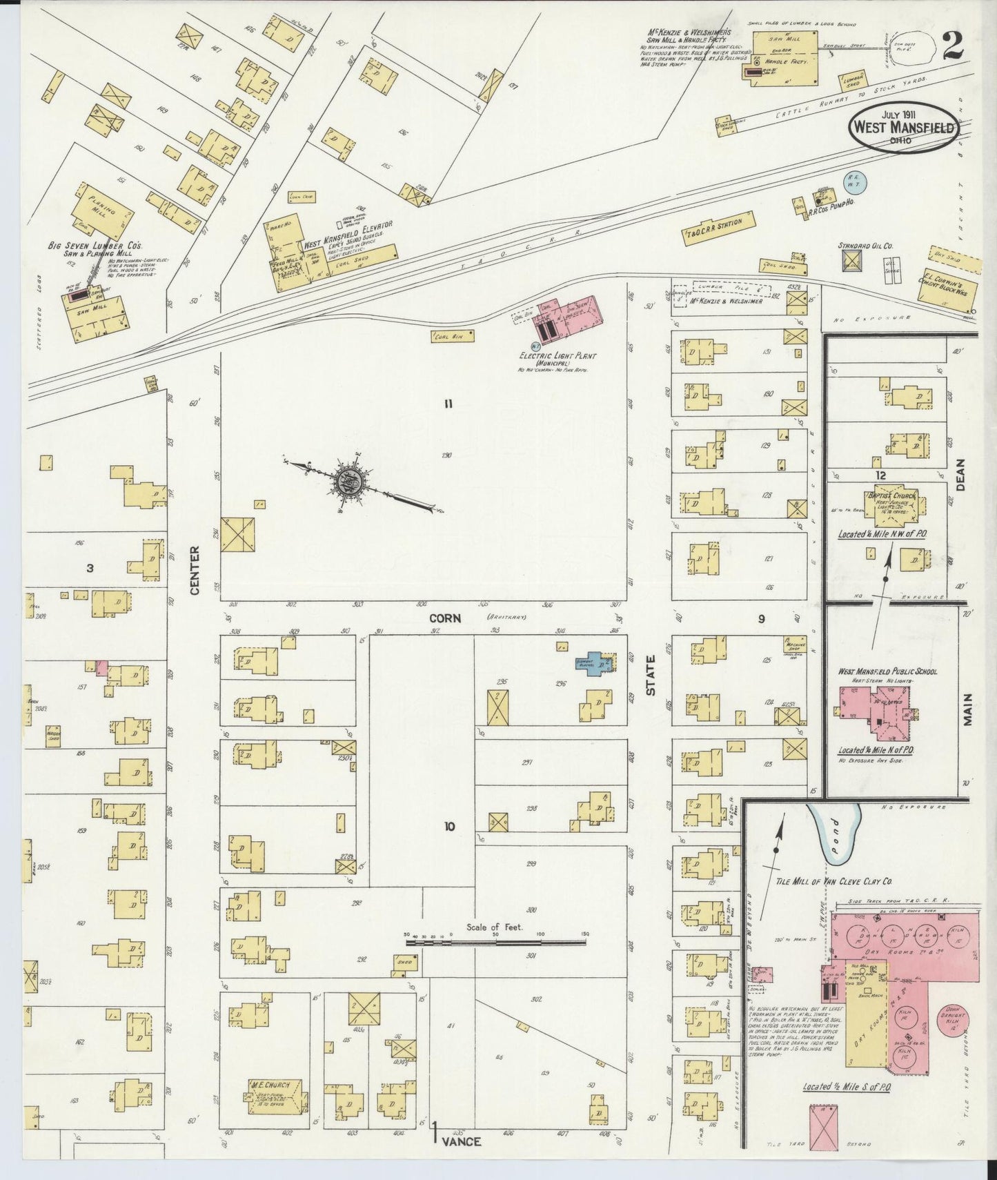 Sanborn Fire Insurance Map from West Mansfield, Logan County, Ohio (1911), Sheet #0002 - Complete Map Set gallery image, historic Sanborn map, vintage wall art, Ohio Ohio