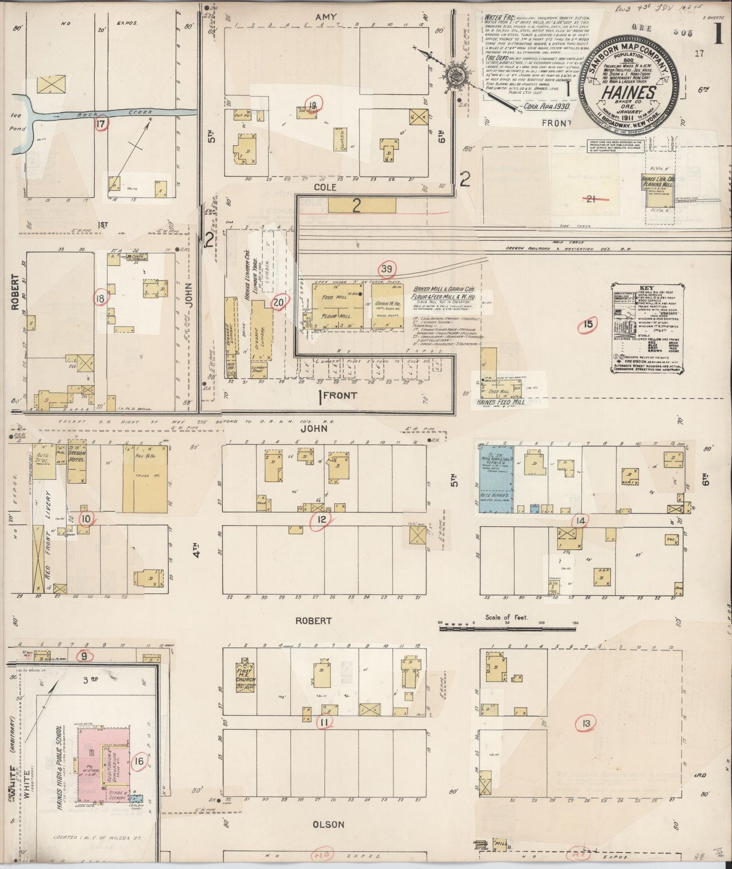 Sanborn Fire Insurance Map from Haines, Baker County, Oregon (1930), Sheet #0001 - Historic Sanborn Fire Insurance Map Print, vintage old map wall art, antique decor, genealogy gift, Oregon Oregon map