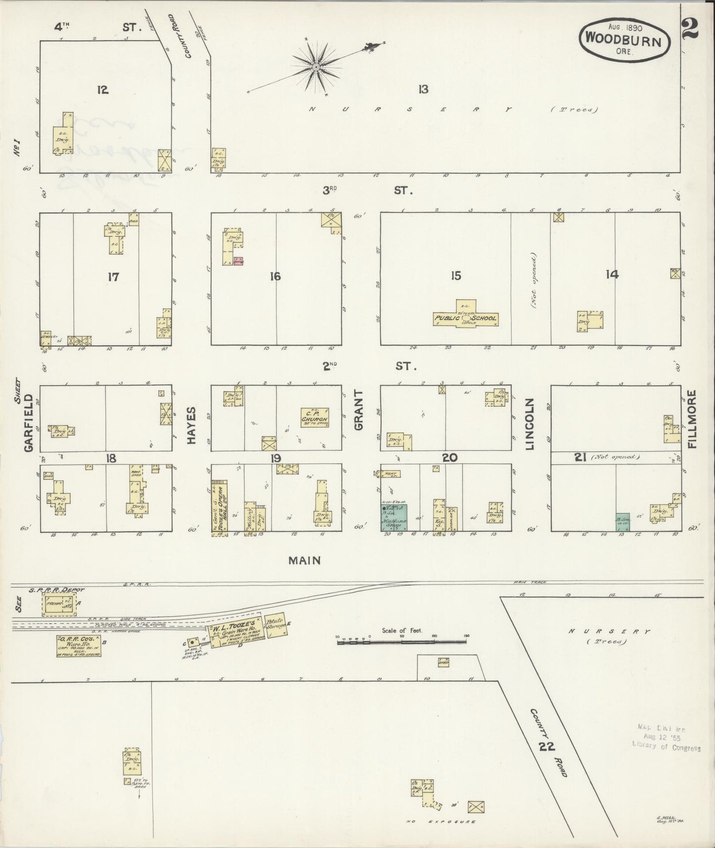 Sanborn Fire Insurance Map from Woodburn, Marion County, Oregon (1890), Sheet #0002 - Complete Map Set gallery image, historic Sanborn map, vintage wall art, Oregon Oregon