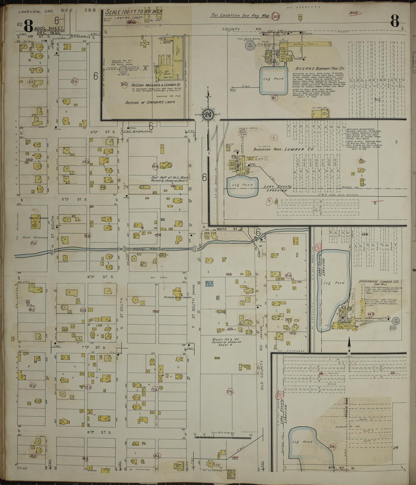 Sanborn Fire Insurance Map from Lakeview, Lake County, Oregon (1941), Sheet #0008 - Historic Sanborn Fire Insurance Map Print, vintage old map wall art, antique decor, genealogy gift, Oregon Oregon map