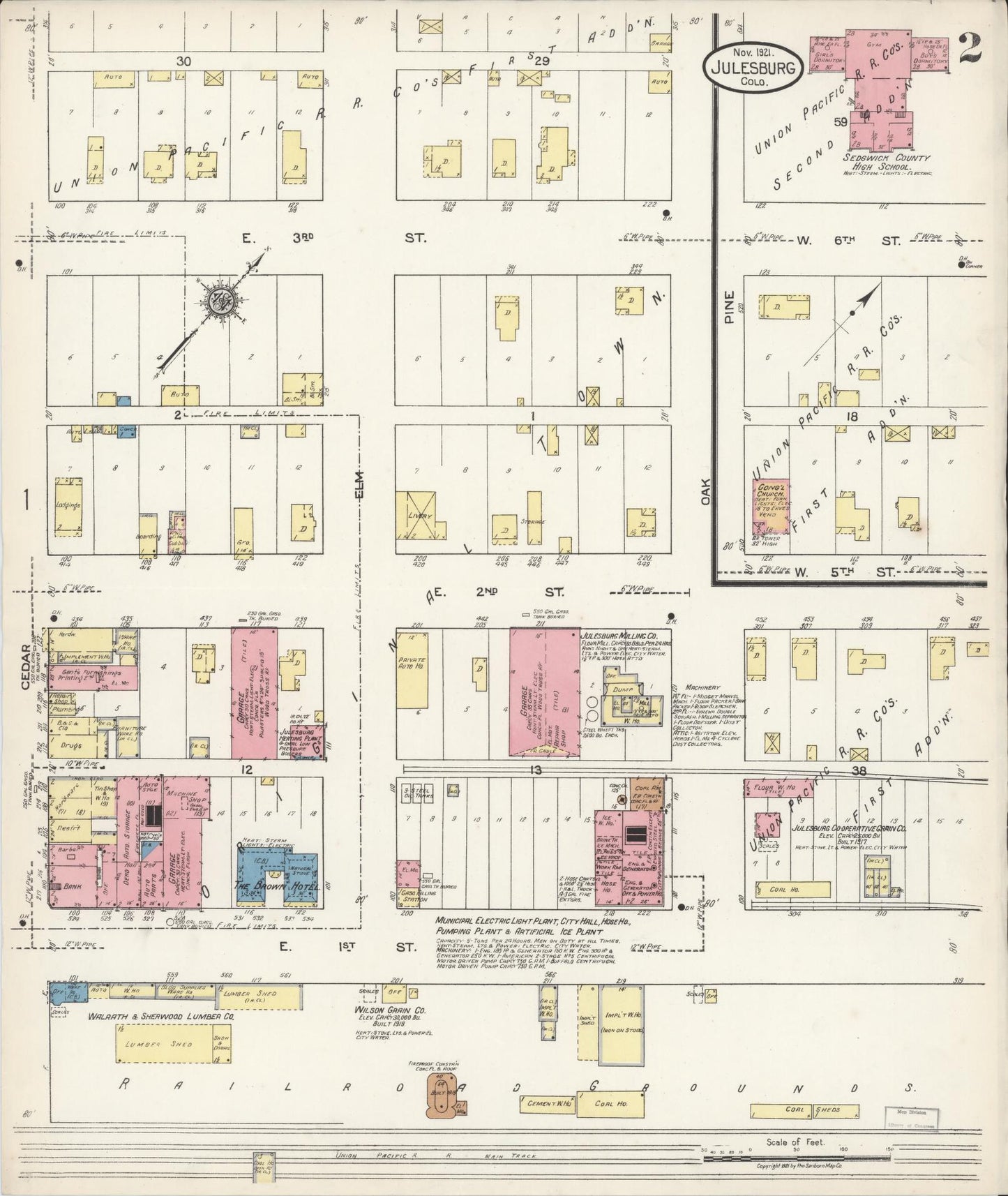 Sanborn Fire Insurance Map from Julesburg, Sedgwick County, Colorado (1921), Sheet #0002 - Historic Sanborn Fire Insurance Map Print, vintage old map wall art, antique decor, genealogy gift, Colorado Colorado map