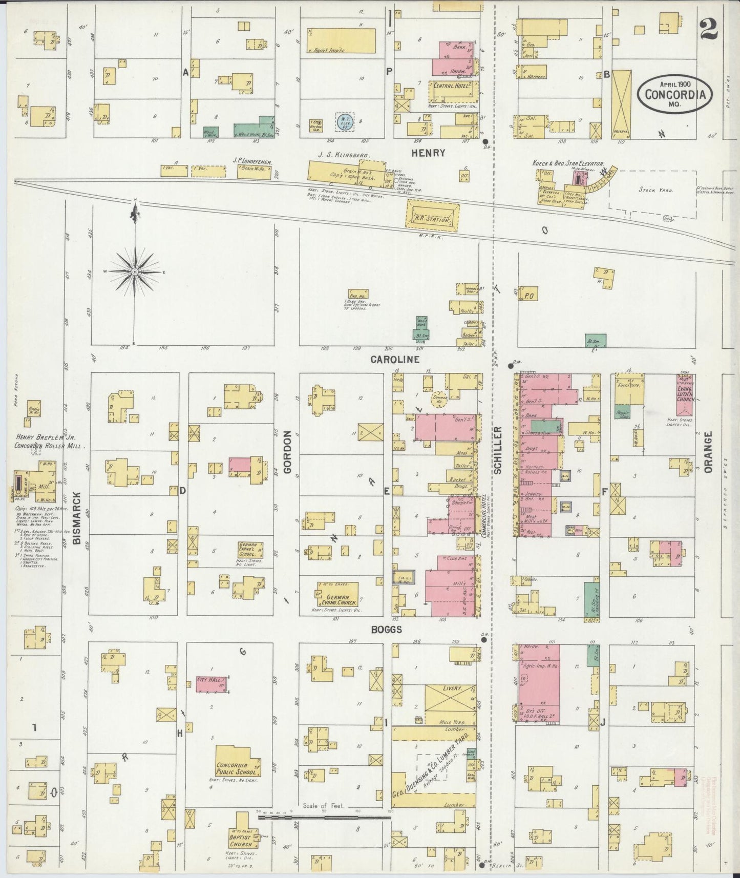 Sanborn Fire Insurance Map from Concordia, Lafayette County, Missouri (1900), Sheet #0002 - Historic Sanborn Fire Insurance Map Print, vintage old map wall art, antique decor, genealogy gift, Missouri Missouri map