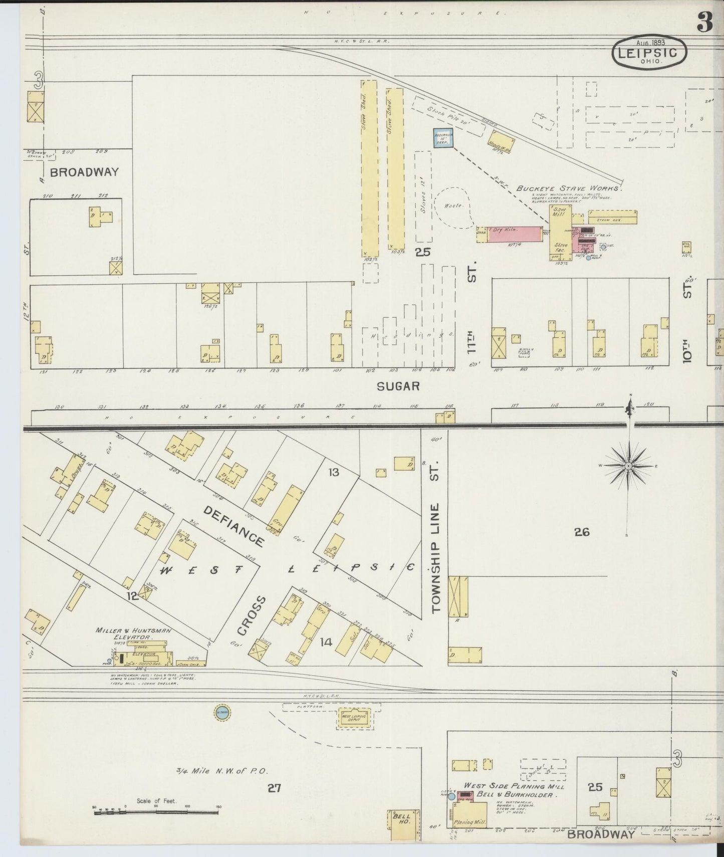 Sanborn Fire Insurance Map from Leipsic, Putnam County, Ohio (1893), Sheet #0003 - Complete Map Set gallery image, historic Sanborn map, vintage wall art, Ohio Ohio