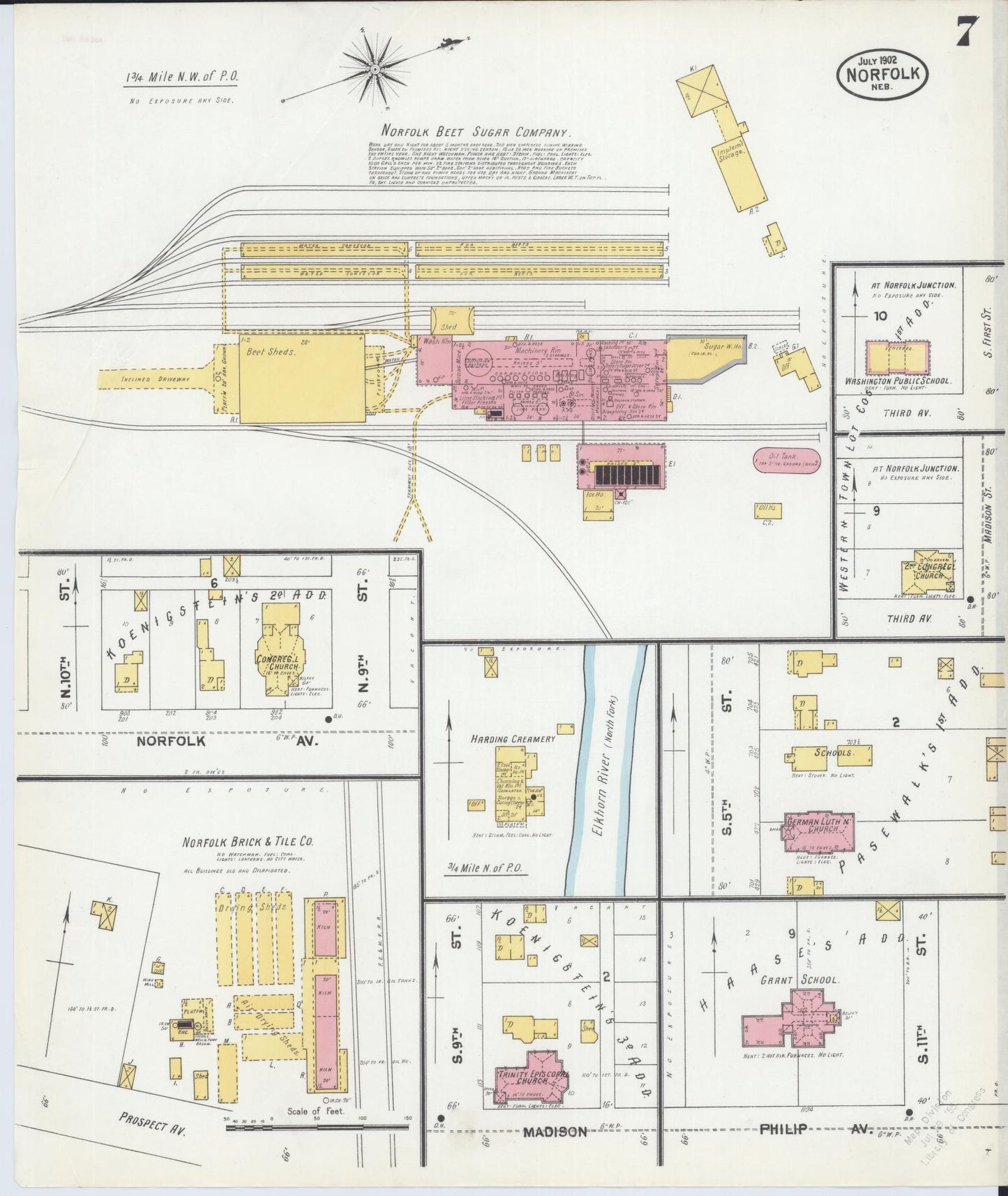 Sanborn Fire Insurance Map from Norfolk, Madison County, Nebraska (1902), Sheet #0007 - Complete Map Set gallery image, historic Sanborn map, vintage wall art, Nebraska Nebraska