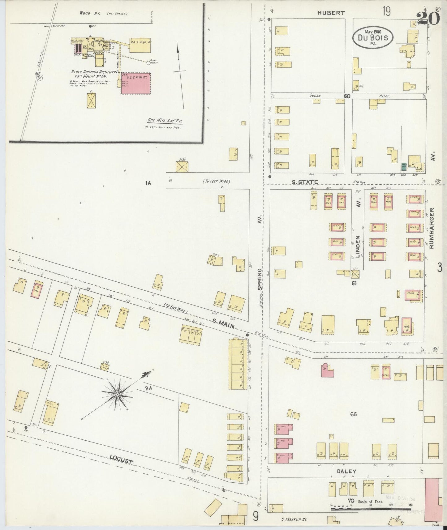 Sanborn Fire Insurance Map from Du Bois, Clearfield County, Pennsylvania (1906), Sheet #0020 - Historic Sanborn Fire Insurance Map Print, vintage old map wall art, antique decor, genealogy gift, Pennsylvania Pennsylvania map
