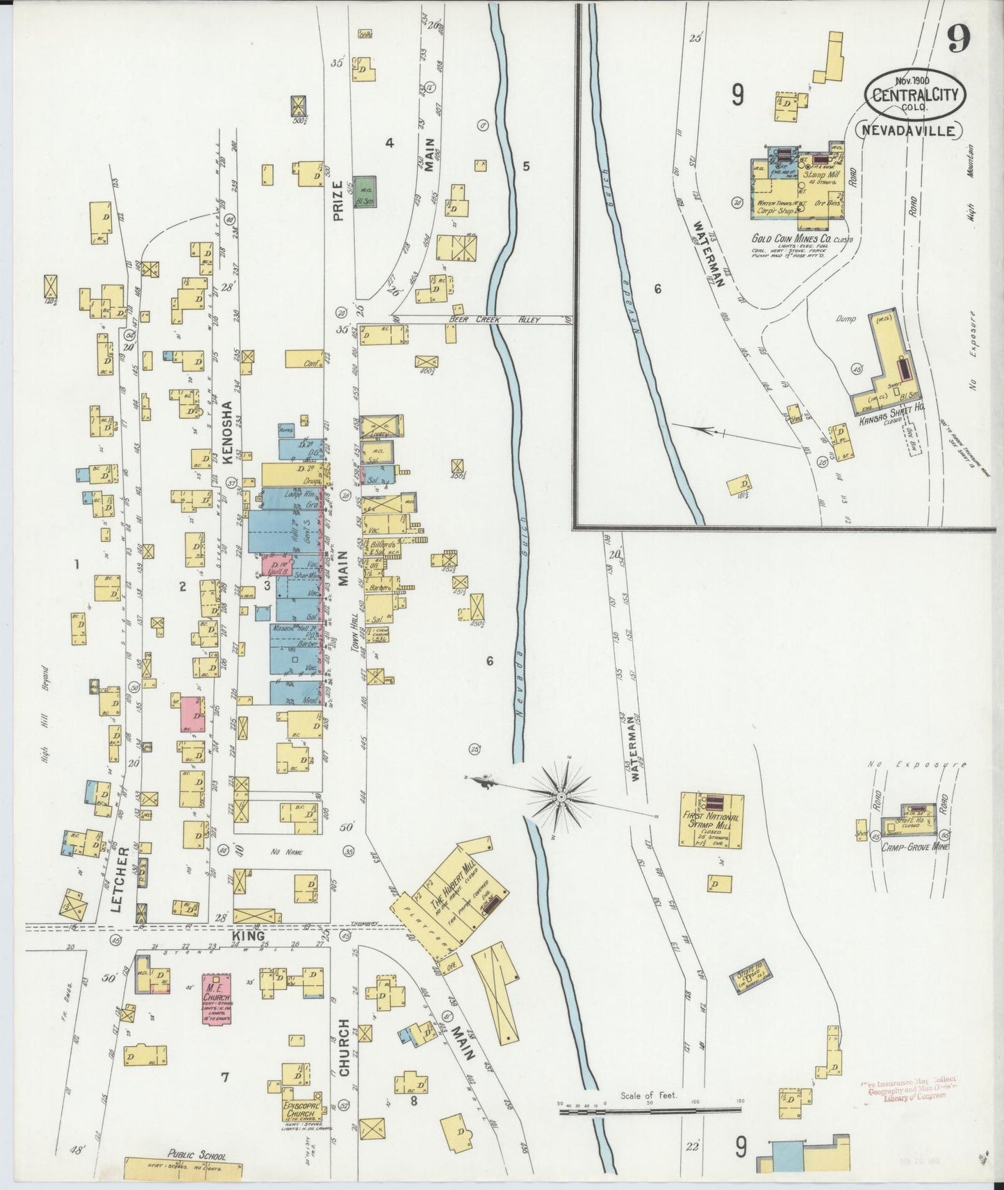 Sanborn Fire Insurance Map from Central City, Gilpin County, Colorado (1900), Sheet #0009 - Historic Sanborn Fire Insurance Map Print, vintage old map wall art, antique decor, genealogy gift, Colorado Colorado map