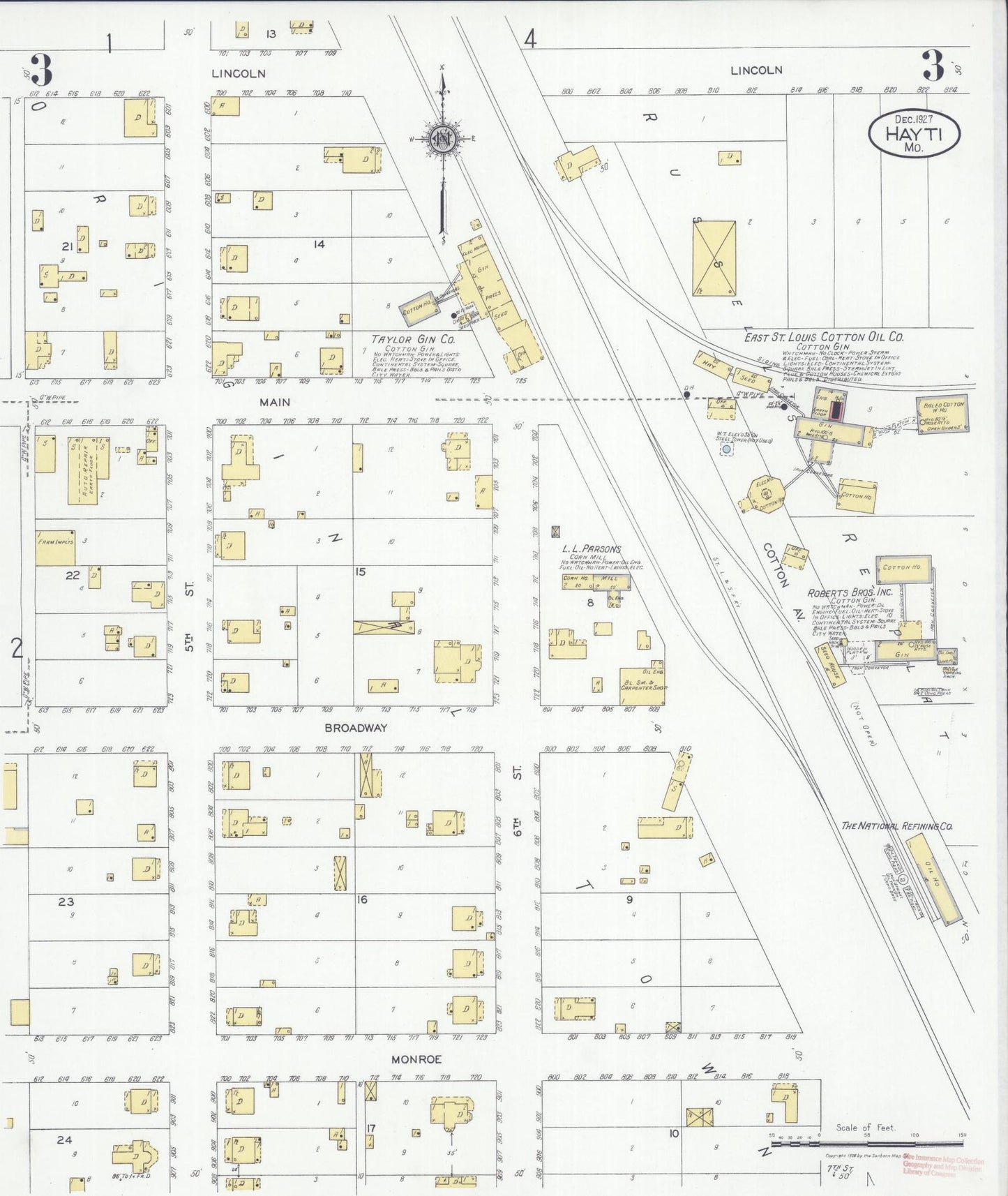 Sanborn Fire Insurance Map from Hayti, Pemiscot County, Missouri (1927), Sheet #0003 - Historic Sanborn Fire Insurance Map Print, vintage old map wall art, antique decor, genealogy gift, Missouri Missouri map