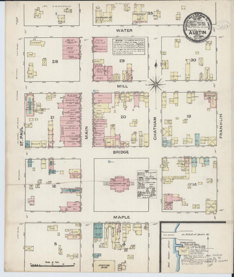 Sanborn Fire Insurance Map from Austin, Mower County, Minnesota. (1884) – Map View