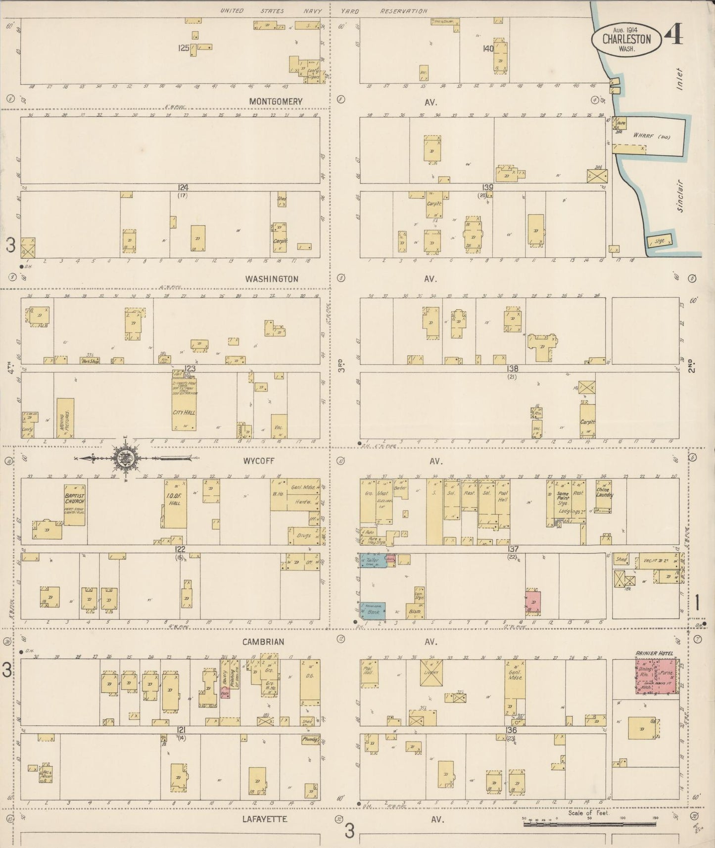 Sanborn Fire Insurance Map from Charleston, Kitsap County, Washington (1914), Sheet #0004 - Complete Map Set gallery image, historic Sanborn map, vintage wall art, Washington Washington